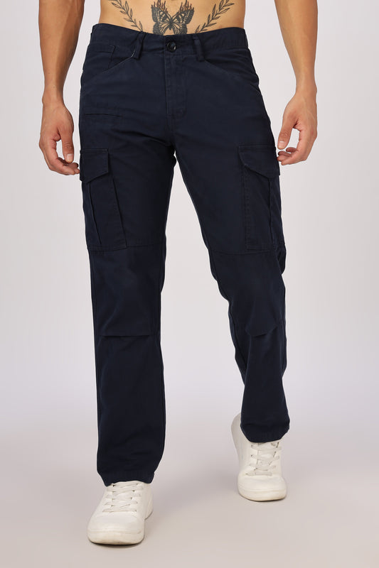Men Dyed Bulky Cargo-Navy
