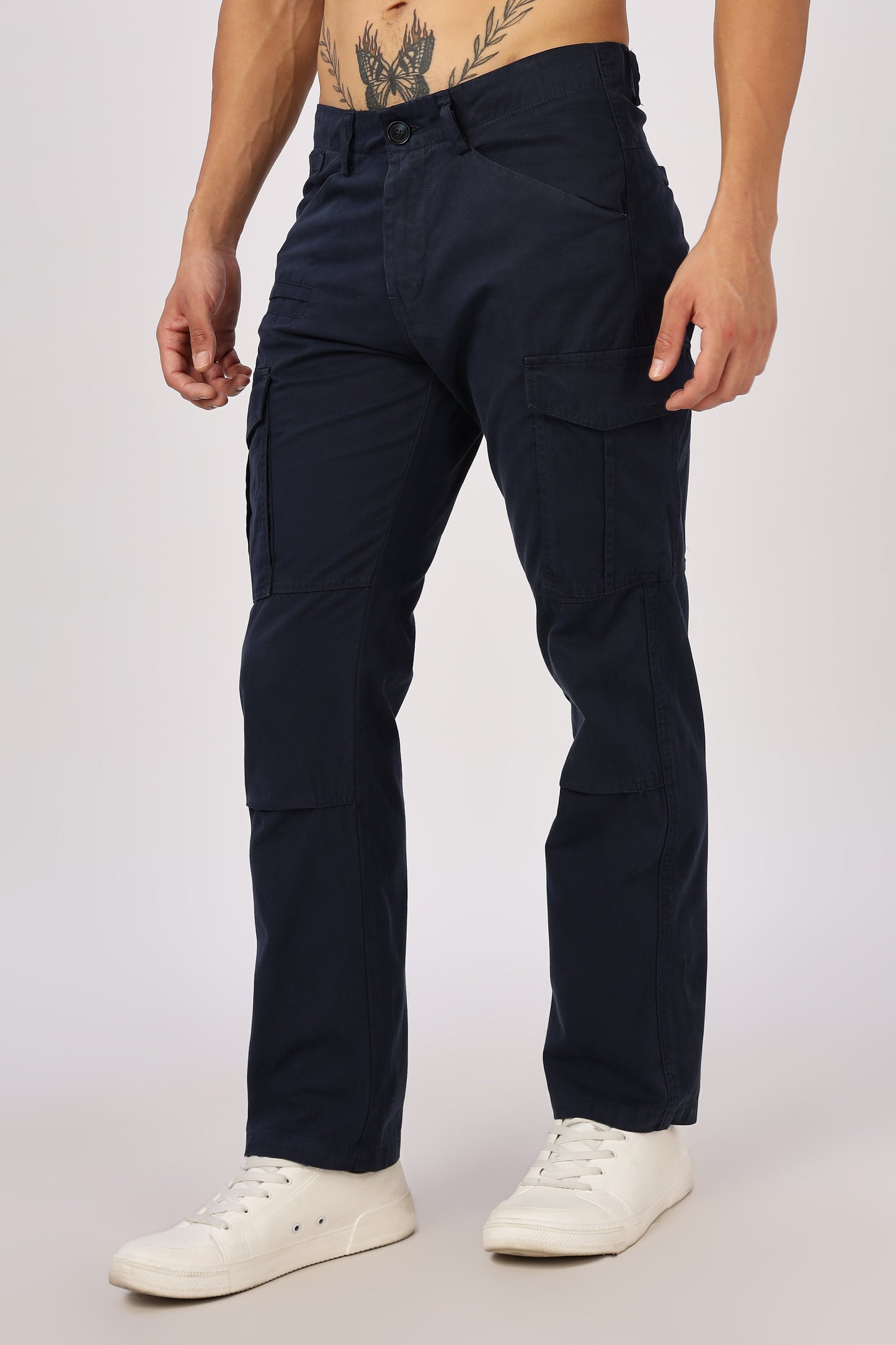 Men Dyed Bulky Cargo-Navy
