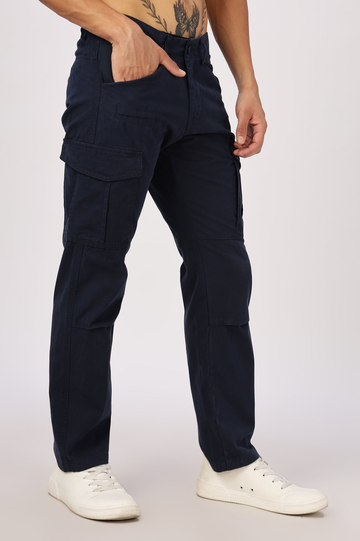 Men Dyed Bulky Cargo-Navy