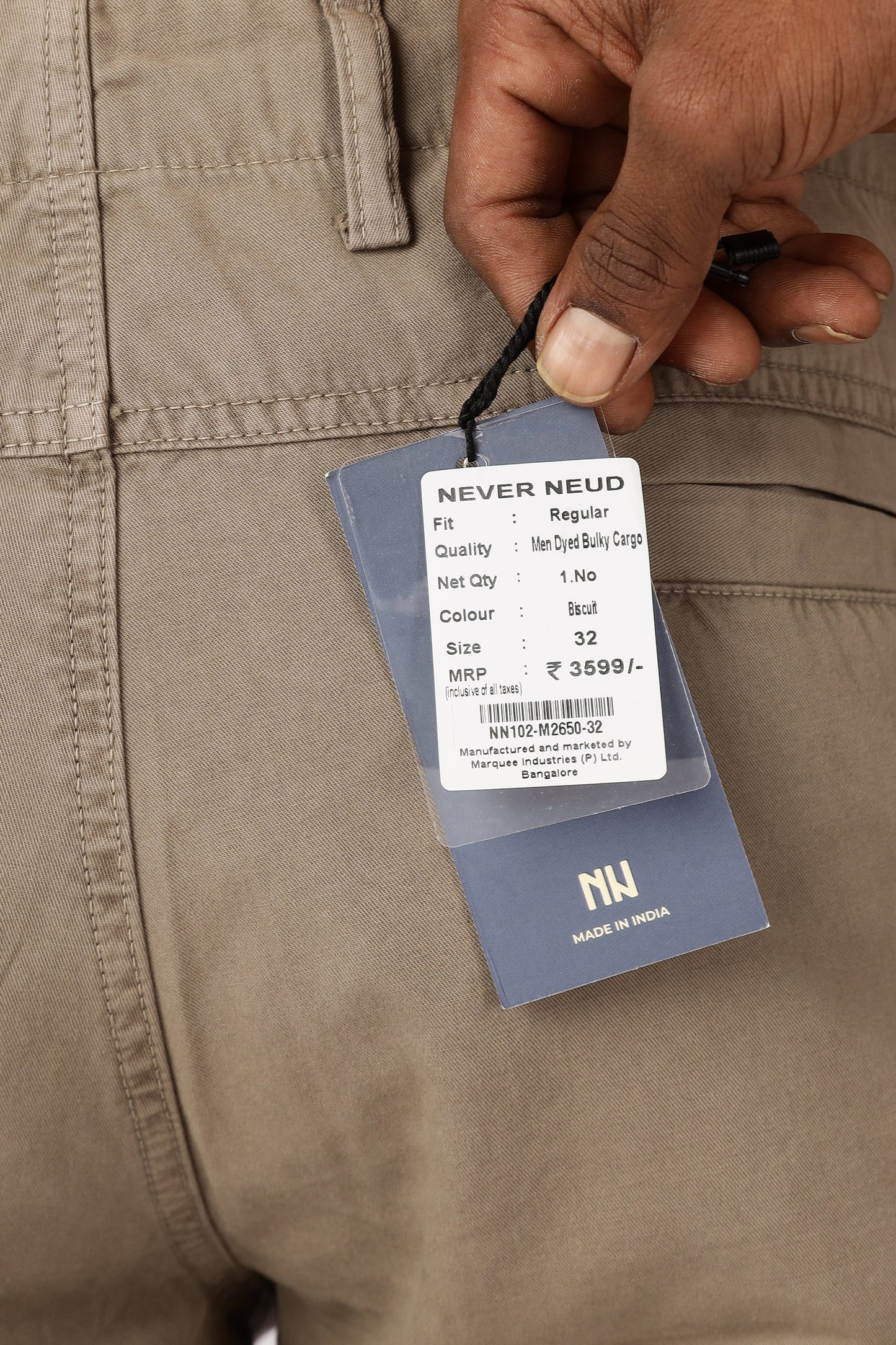 Men Dyed Bulky Cargo-Biscuit