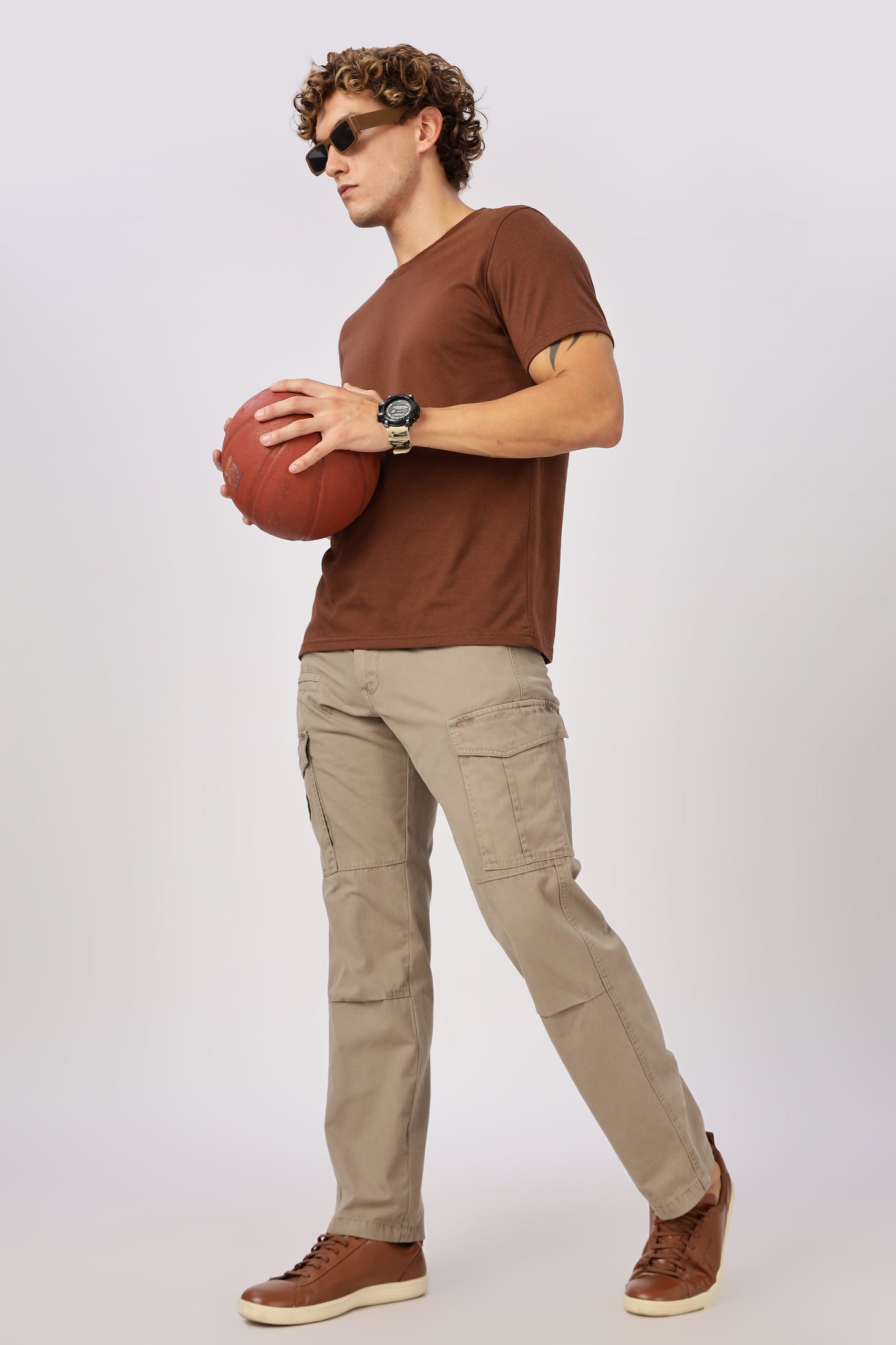 Men Dyed Bulky Cargo-Biscuit