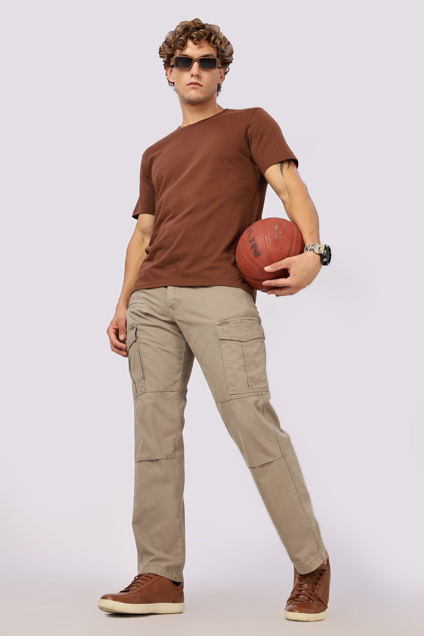 Men Dyed Bulky Cargo-Biscuit