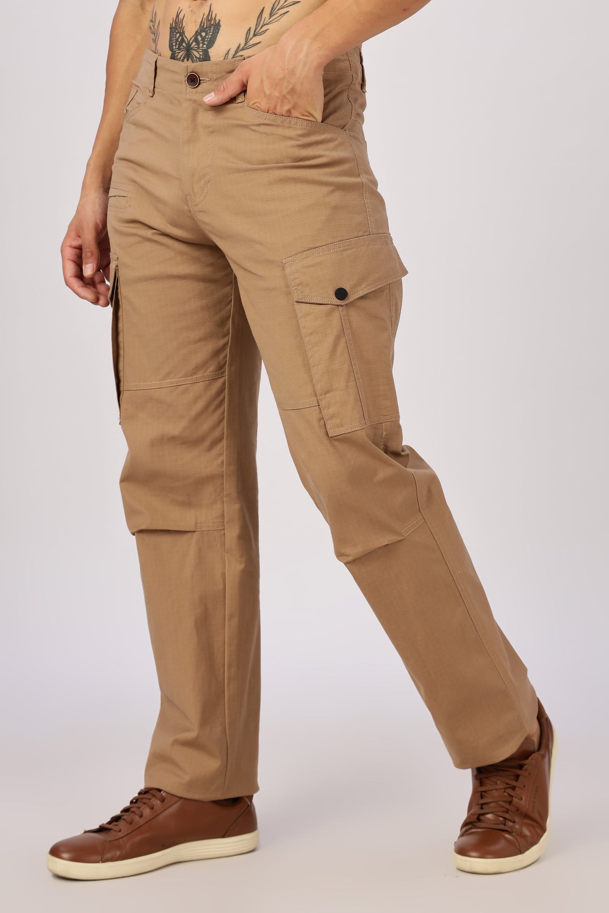 Men Ribstop Heavy duty Cargo-Khakhi