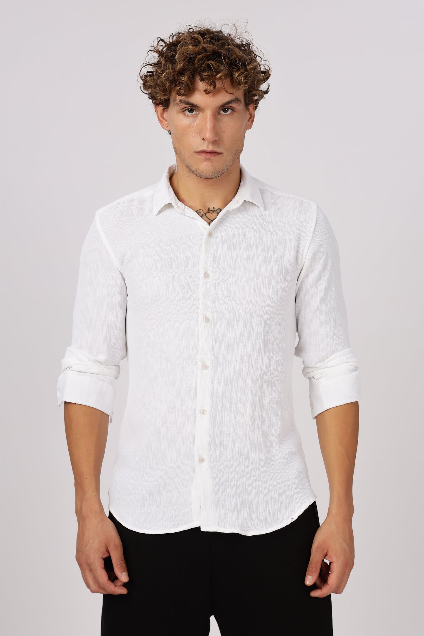 Men Textured Shirt-White