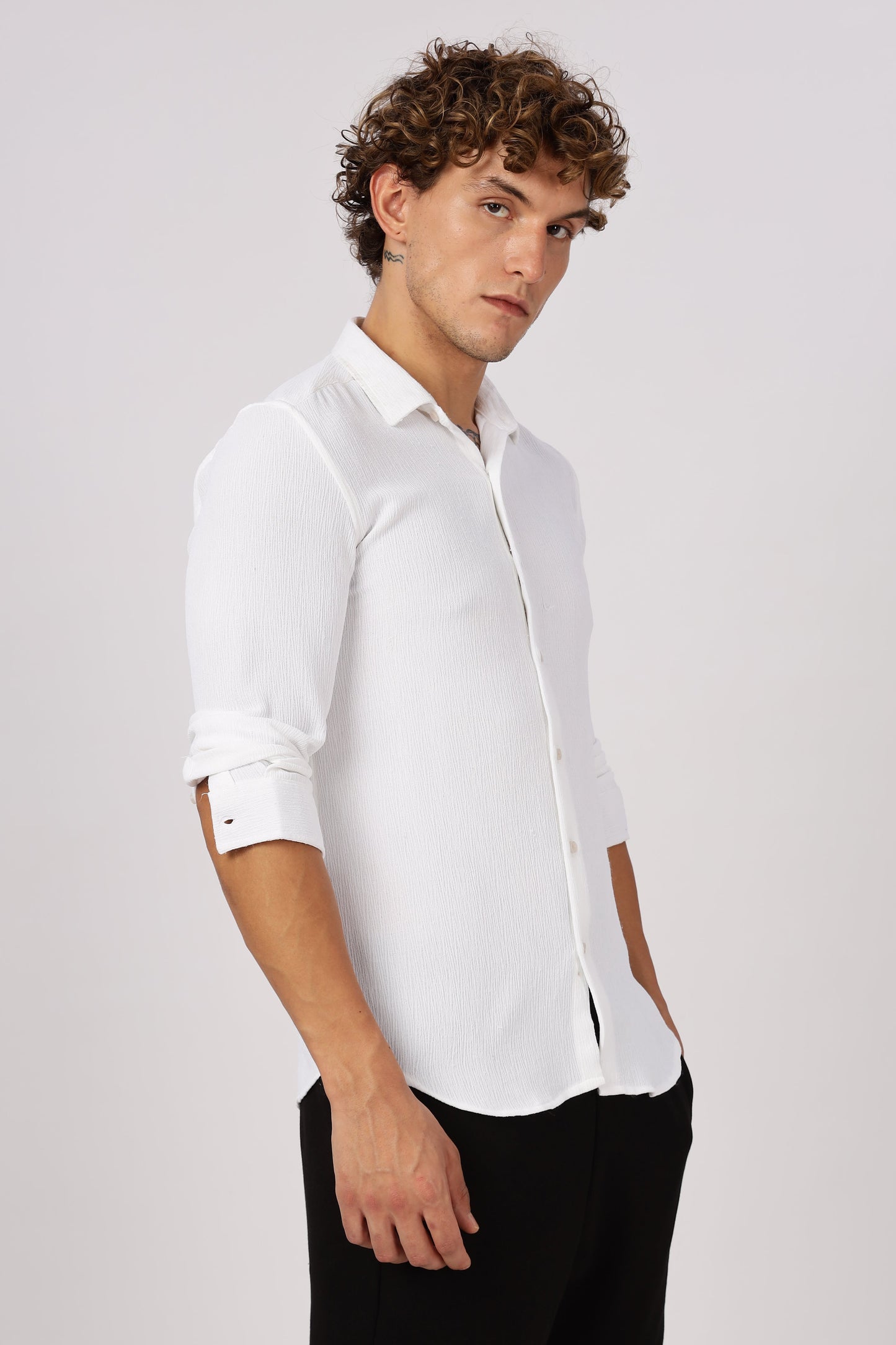 Men Textured Shirt-White