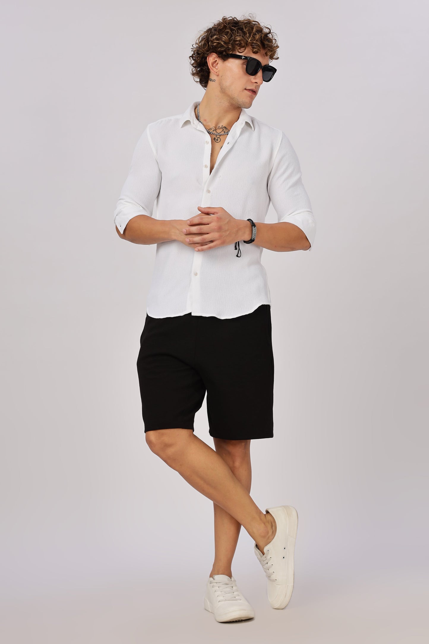 Men Textured Shirt-White