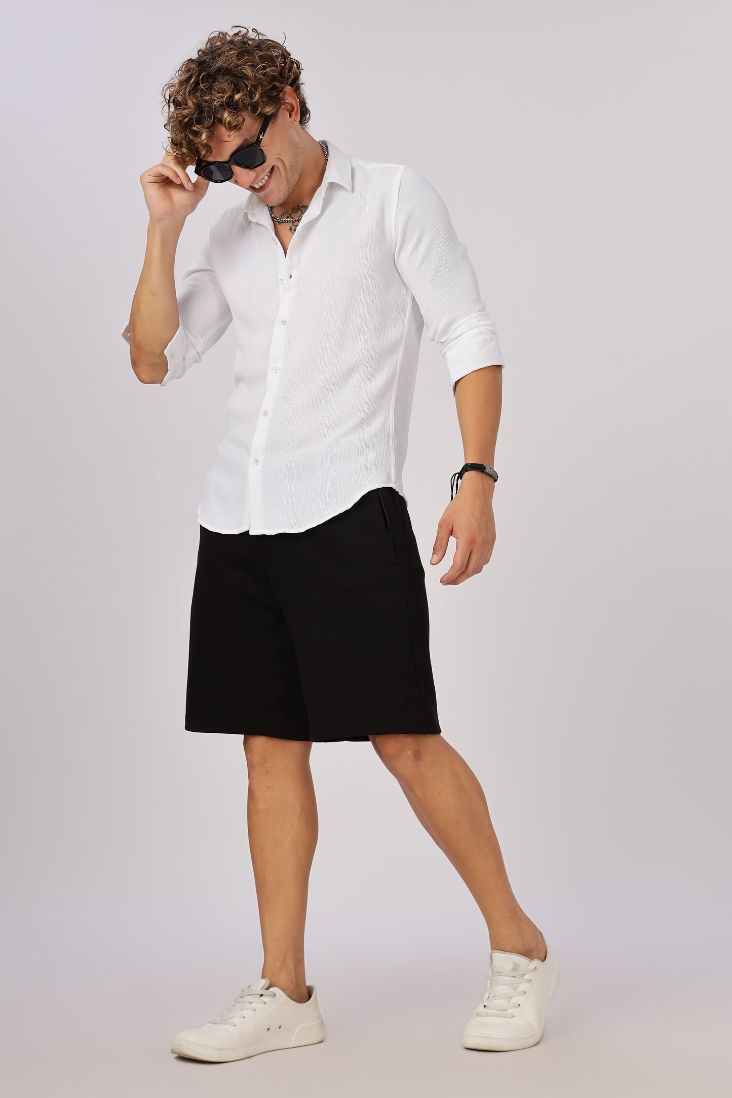 Men Textured Shirt-White