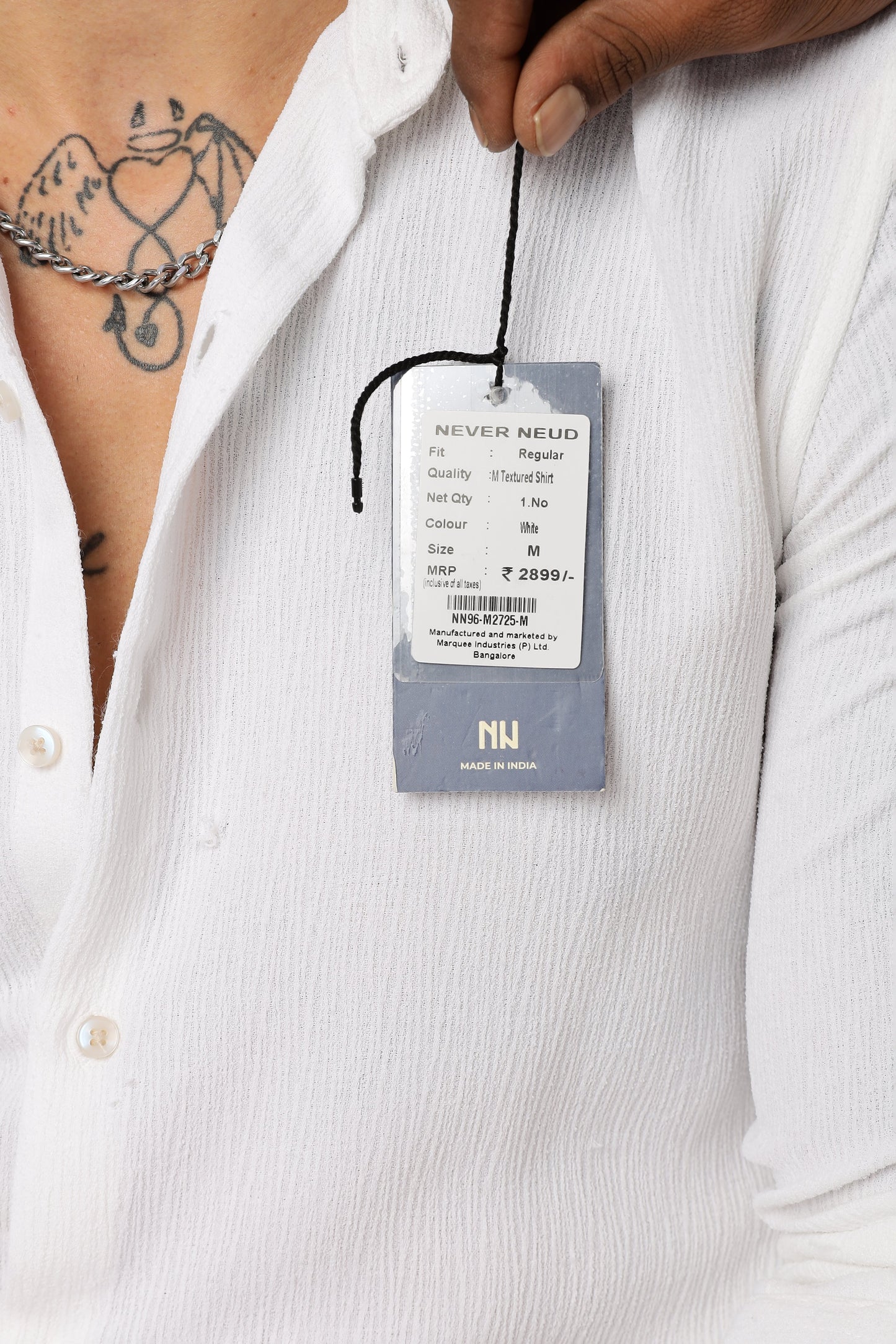 Men Textured Shirt-White