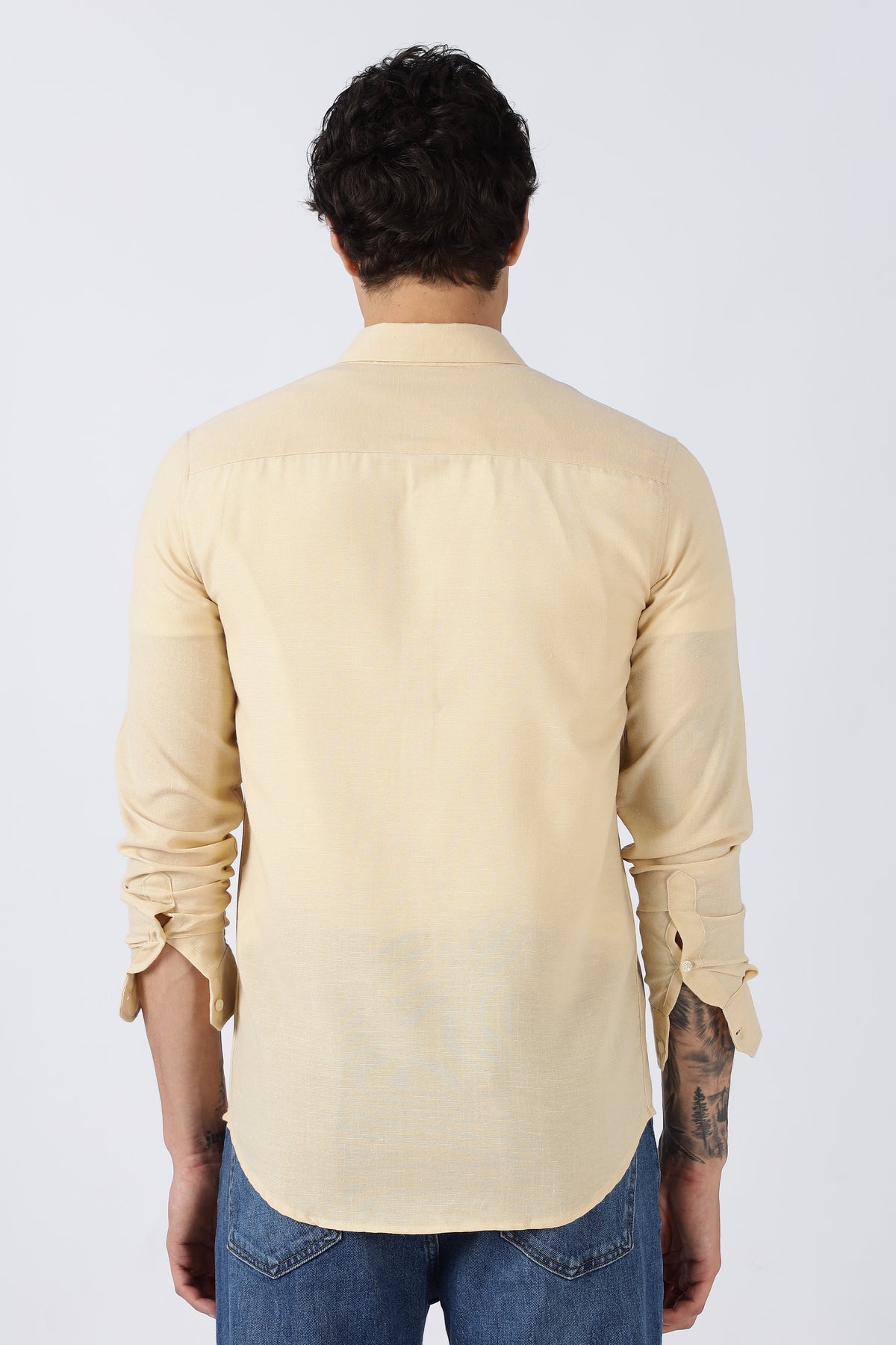 Men Dapper Linen Shirts-Beige