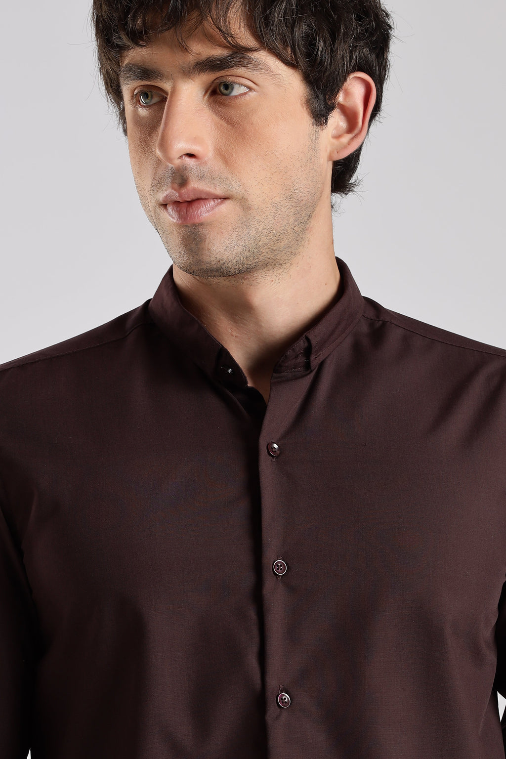 Men Liquid Nylon Plain Shirts-Maroon