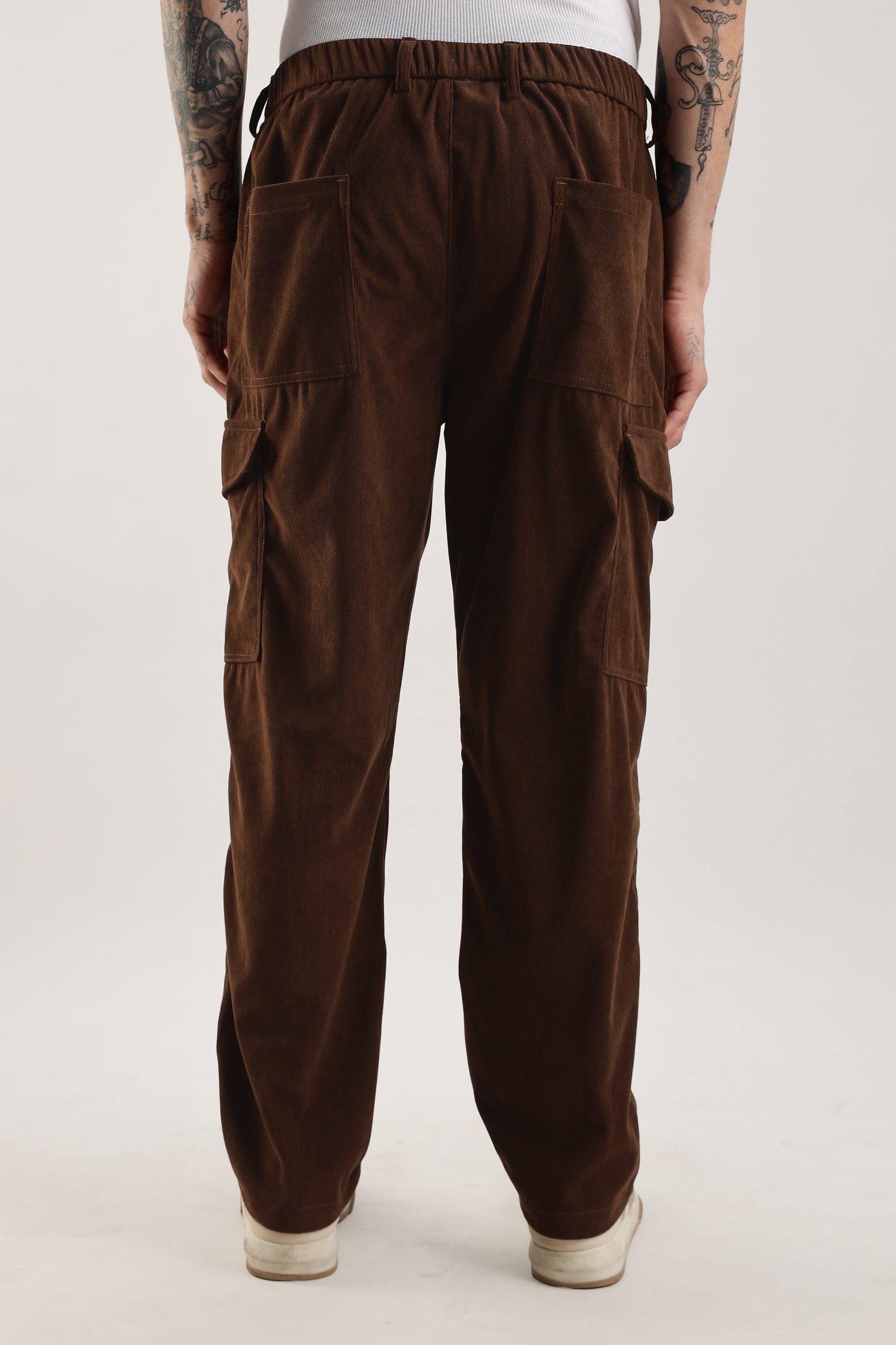 Men Corduroy Relaxed Cargo-Brown