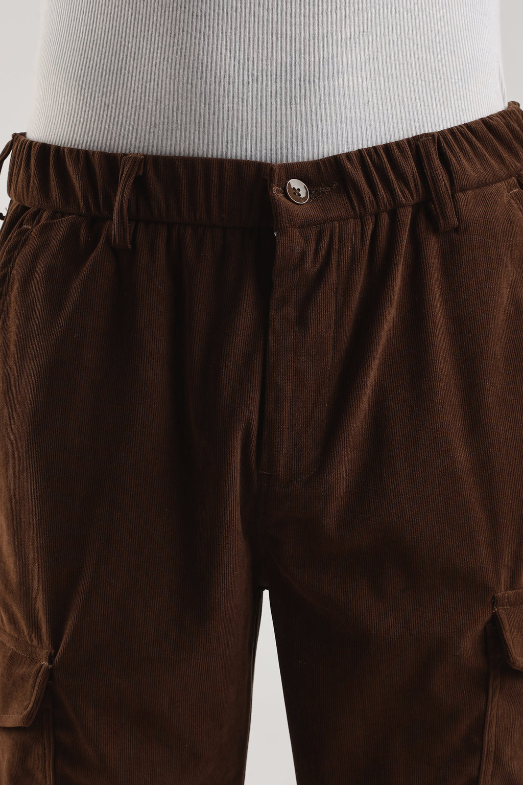 Men Corduroy Relaxed Cargo-Brown