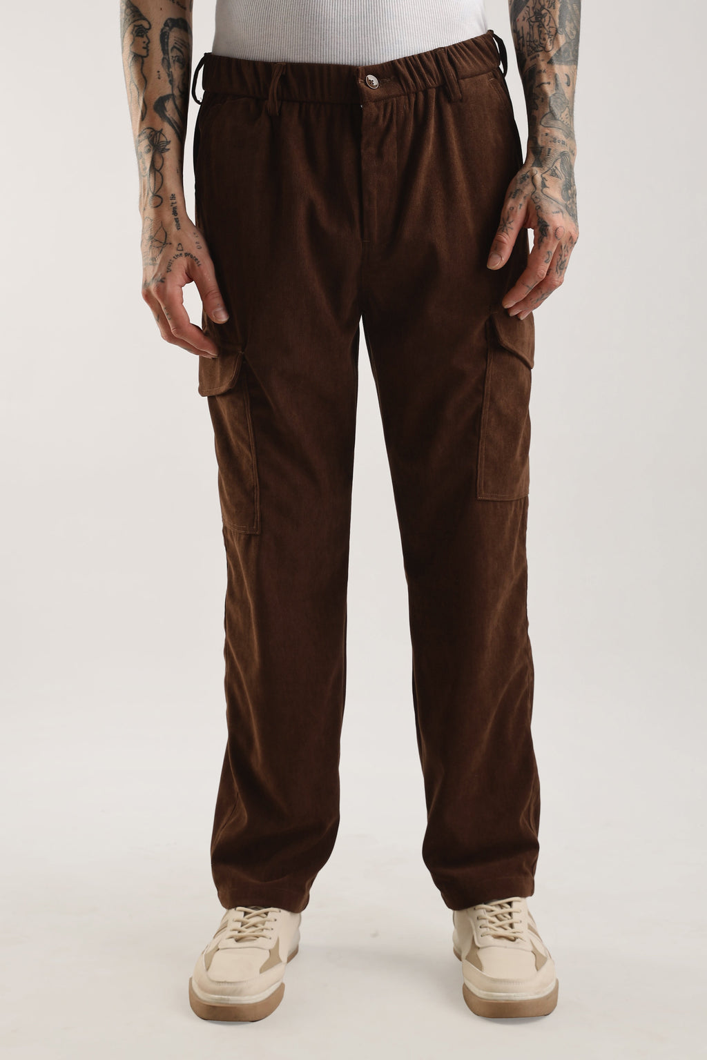 Men Corduroy Relaxed Cargo-Brown