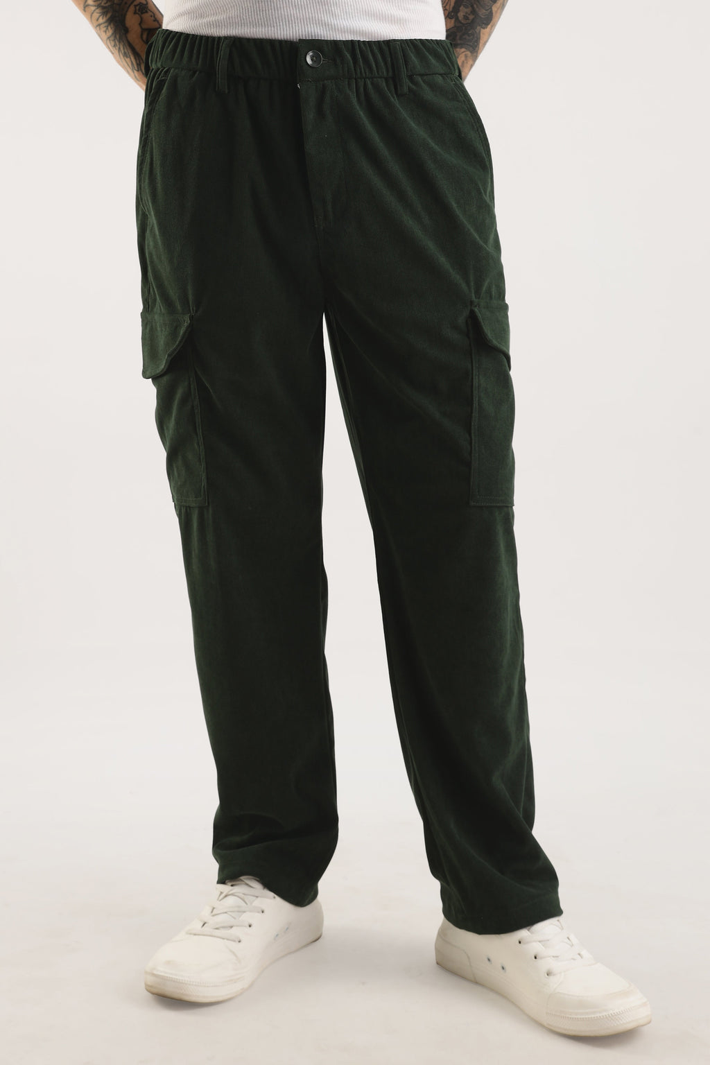 Men Corduroy Relaxed Cargo-Olive