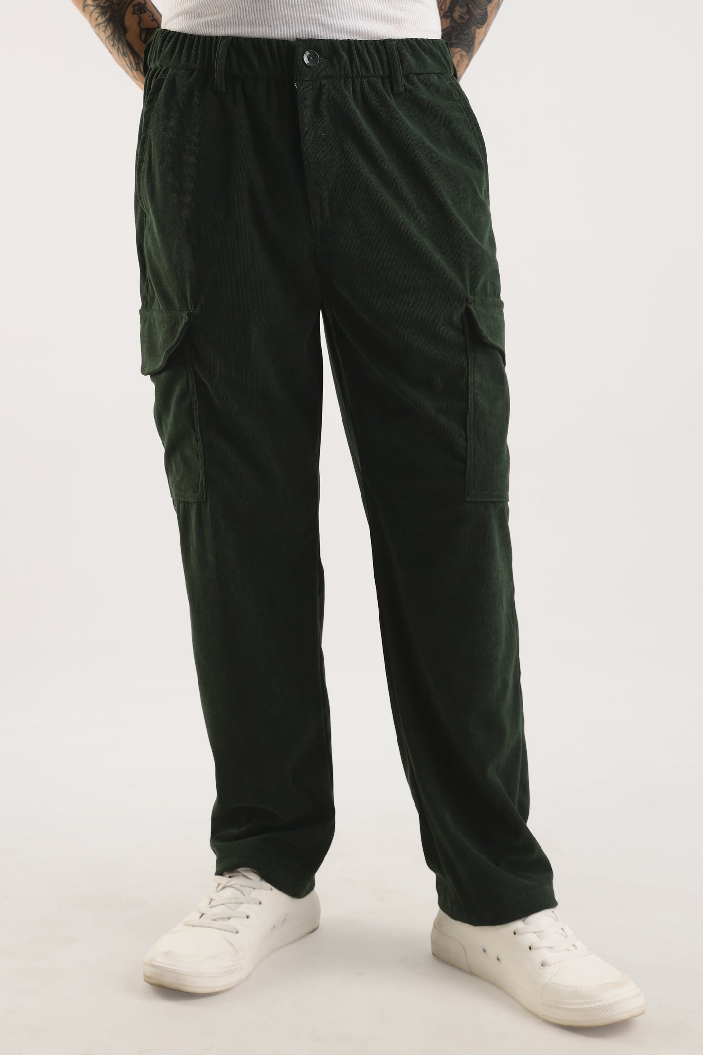 Men Corduroy Relaxed Cargo-Olive