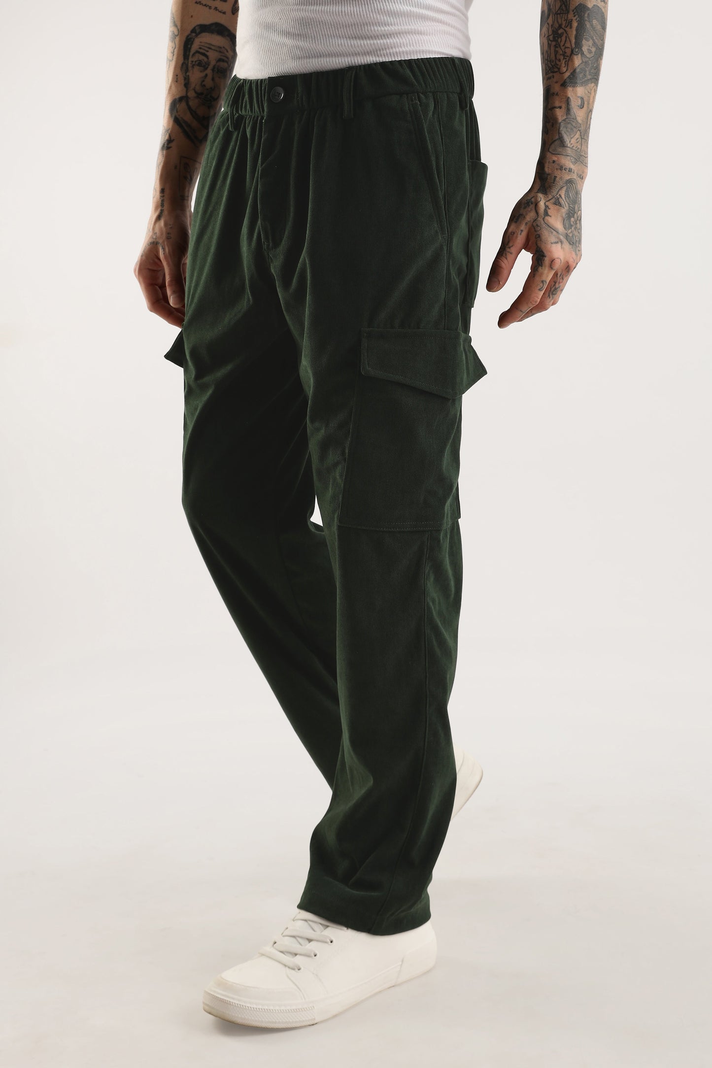 Men Corduroy Relaxed Cargo-Olive