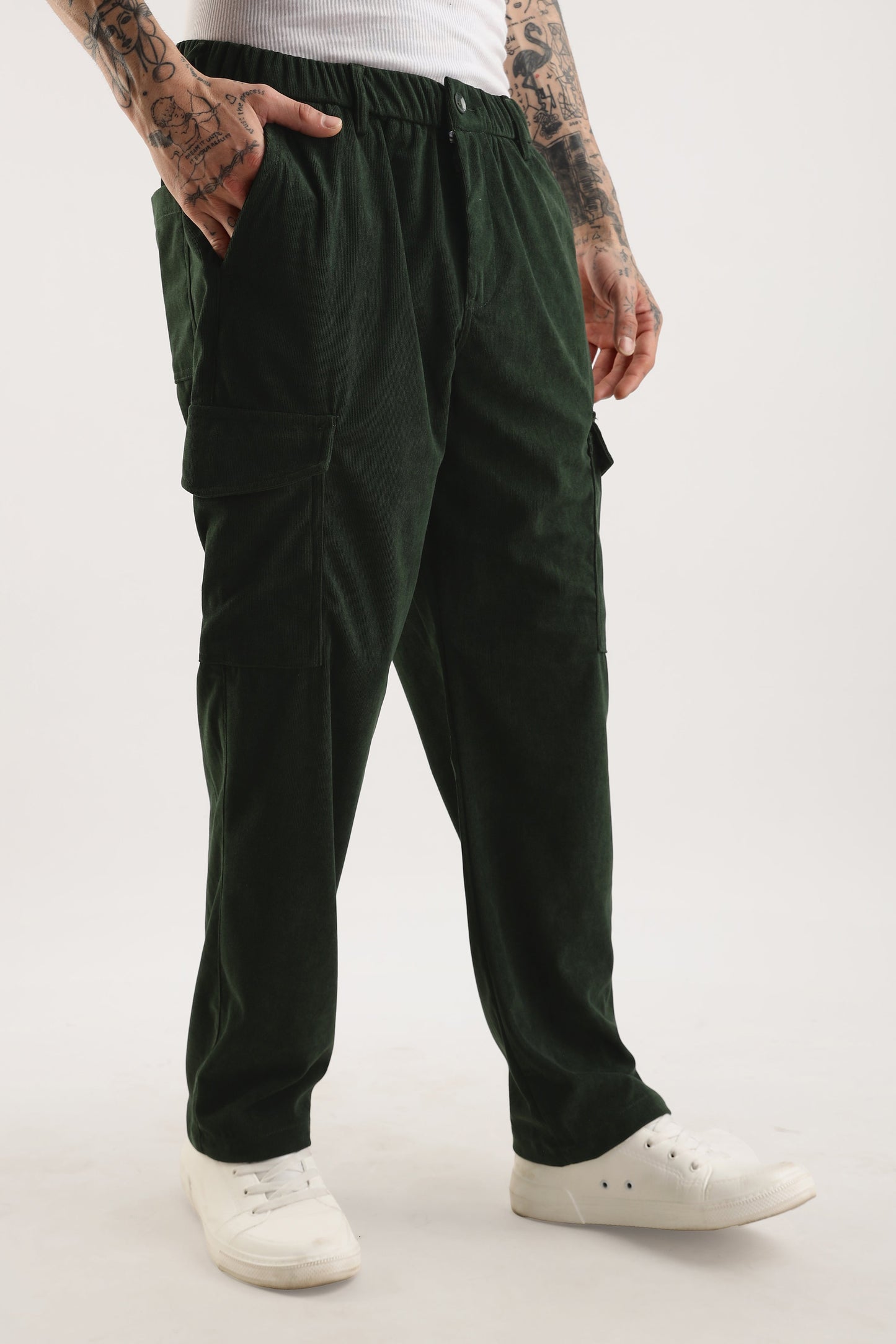 Men Corduroy Relaxed Cargo-Olive