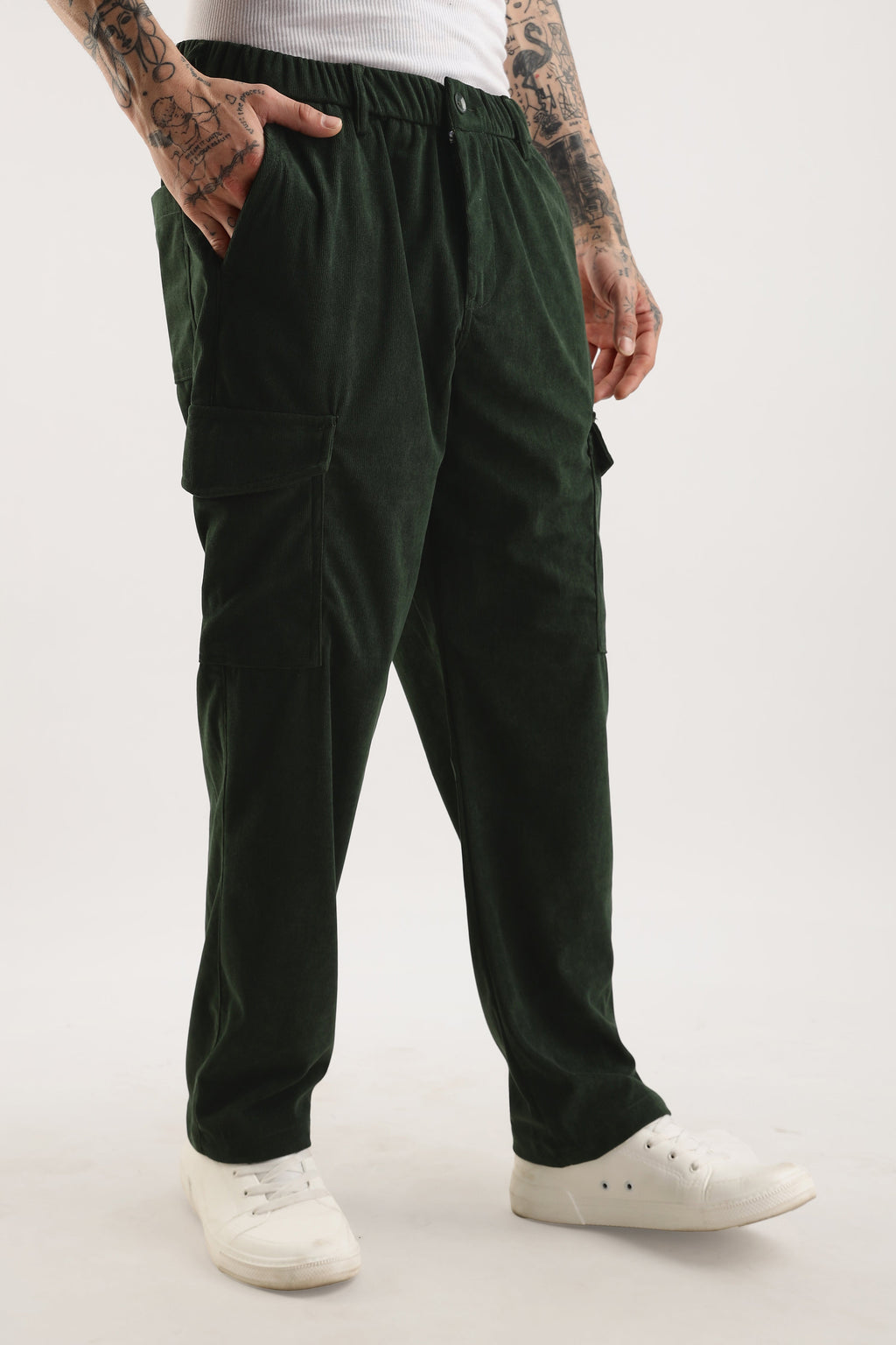 Men Corduroy Relaxed Cargo-Olive