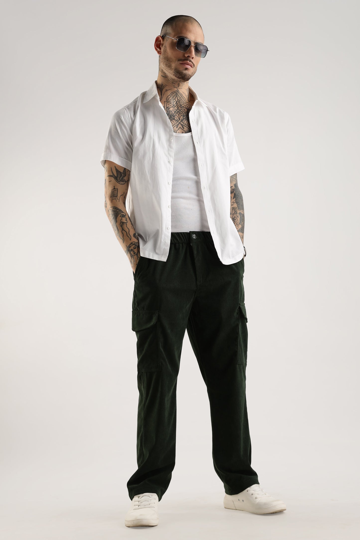 Men Corduroy Relaxed Cargo-Olive