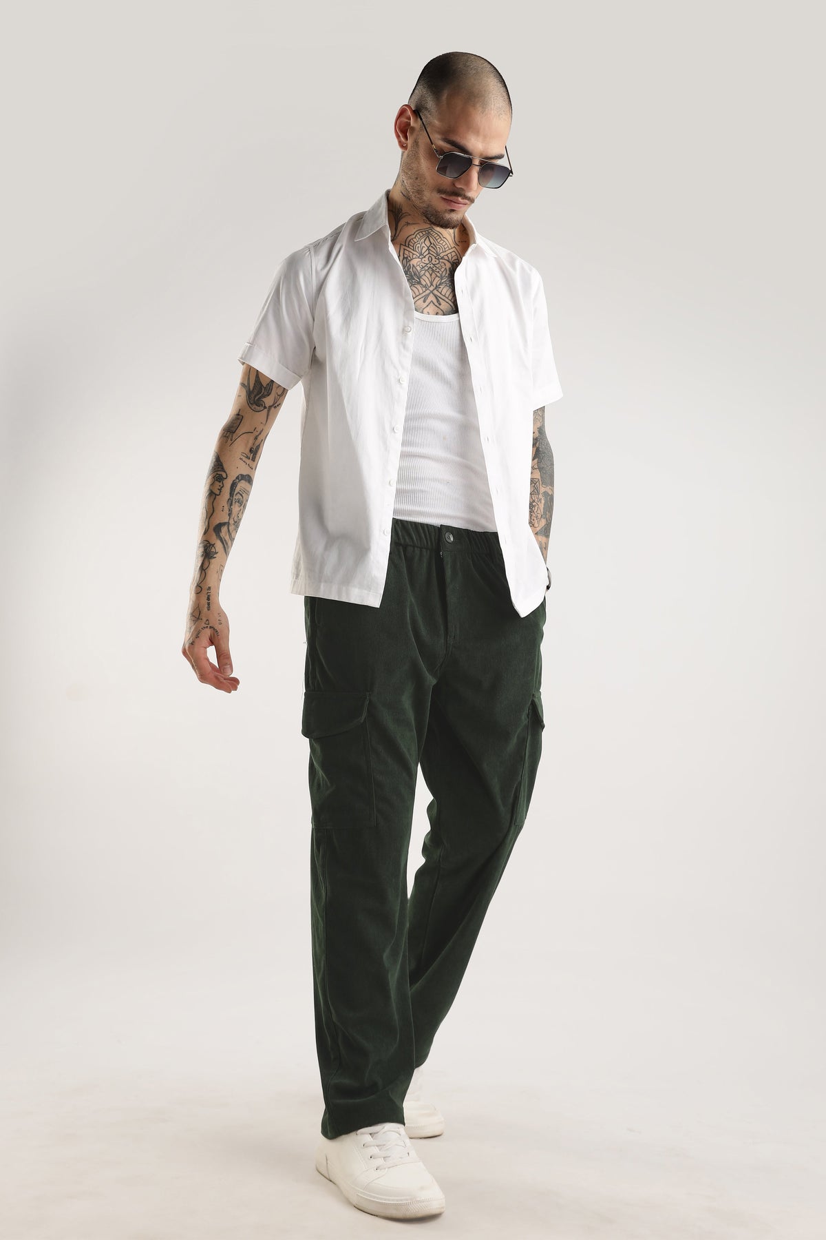 Men Corduroy Relaxed Cargo-Olive