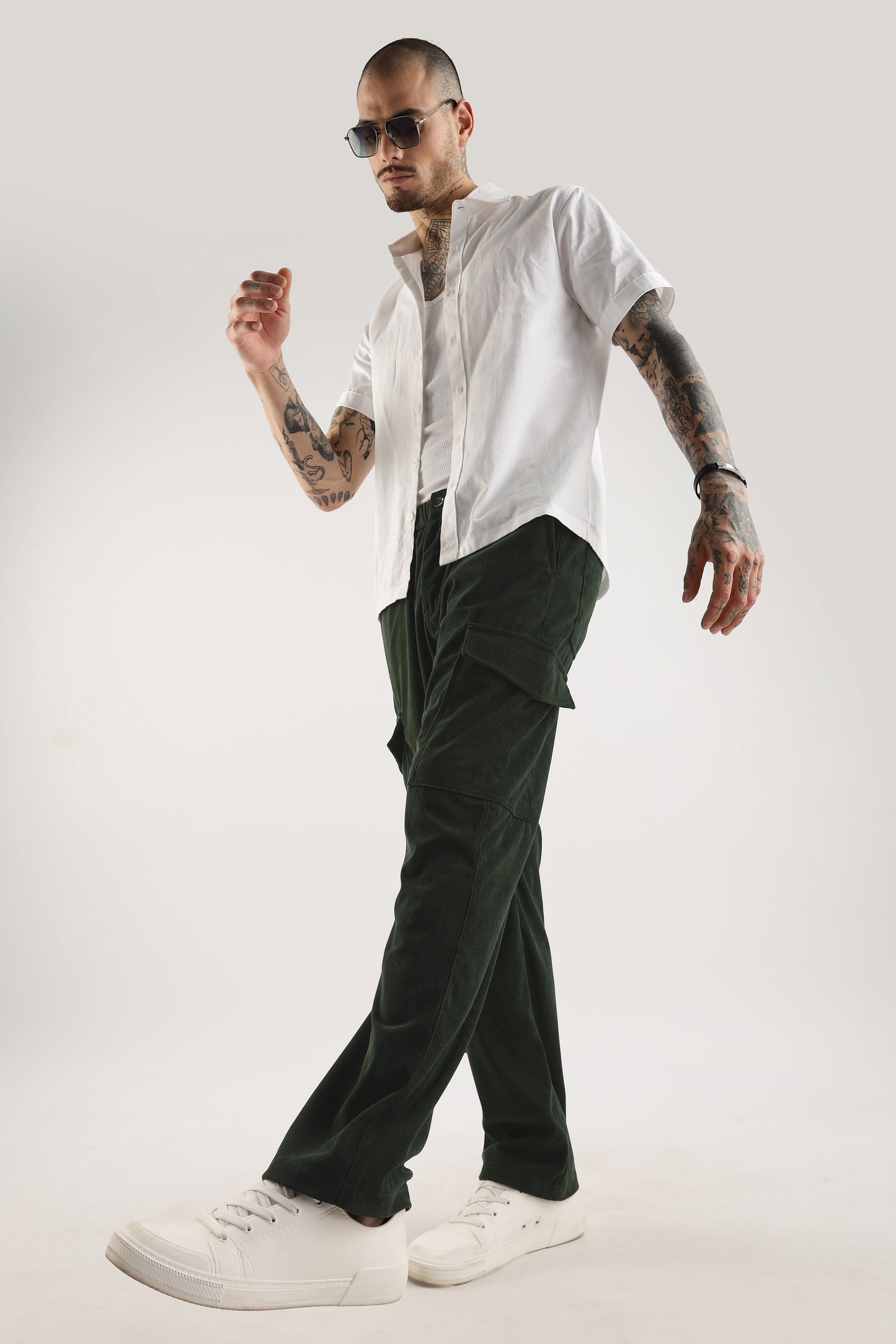 Men Corduroy Relaxed Cargo-Olive