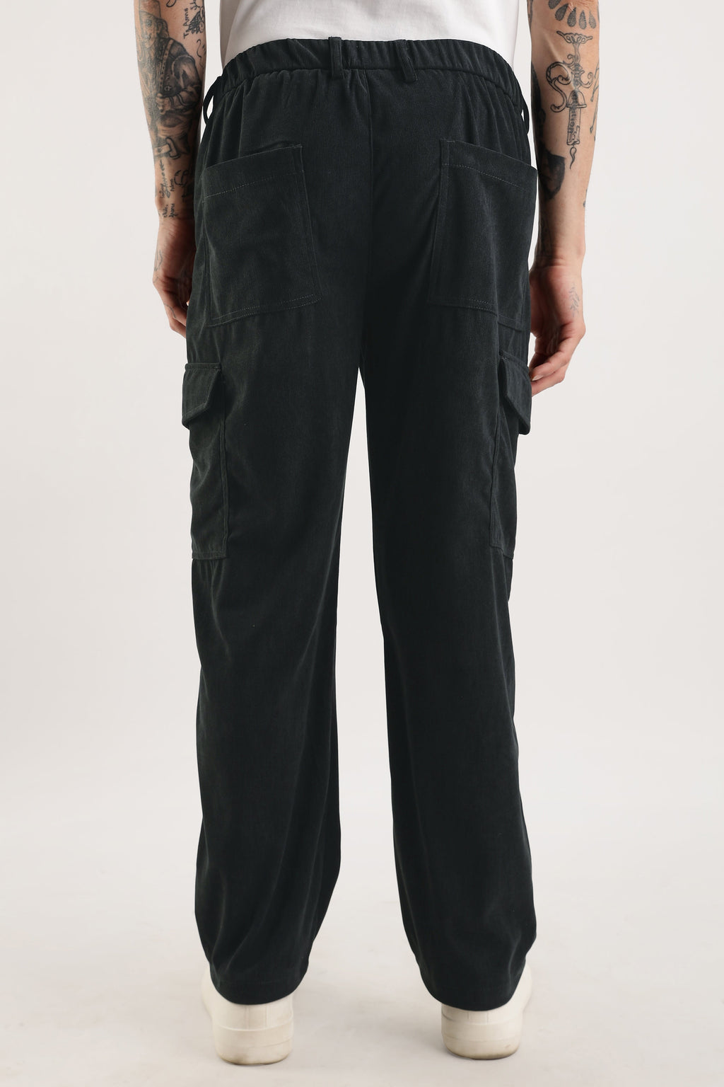 Men Corduroy Relaxed Cargo-Dk Grey