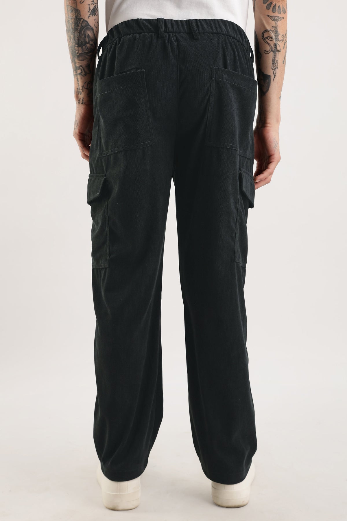 Men Corduroy Relaxed Cargo-Dk Grey