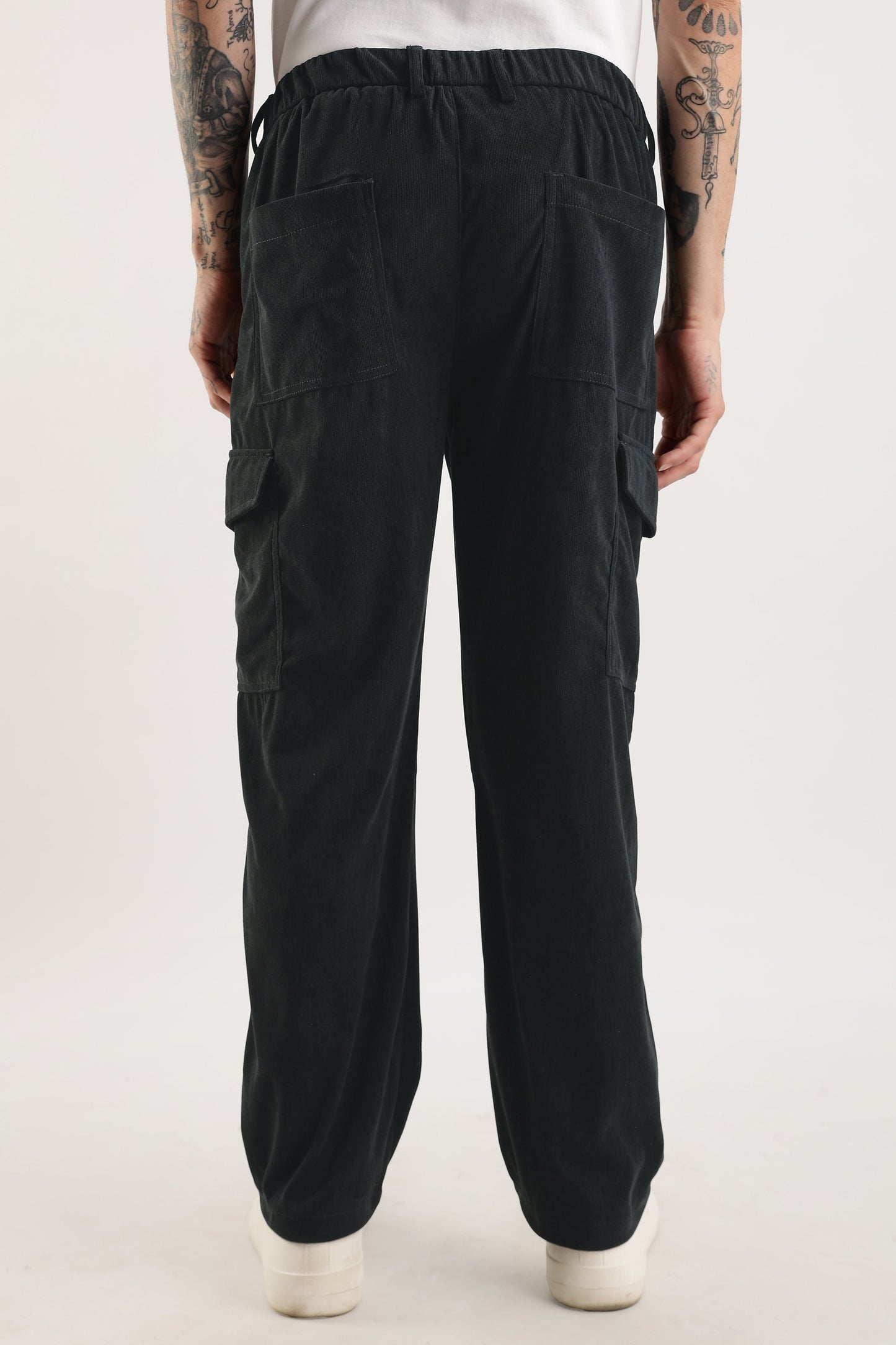 Men Corduroy Relaxed Cargo-Dk Grey