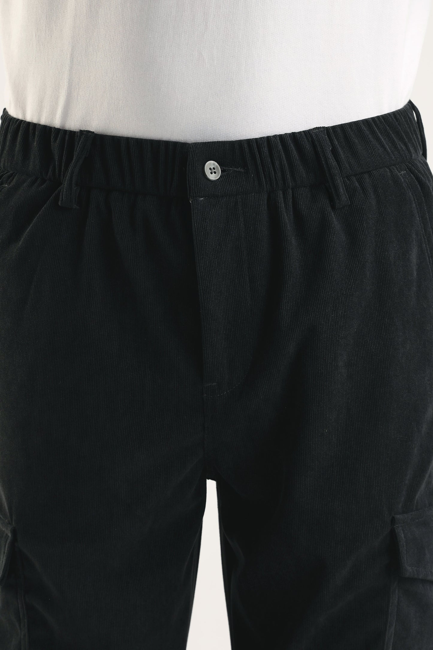 Men Corduroy Relaxed Cargo-Dk Grey