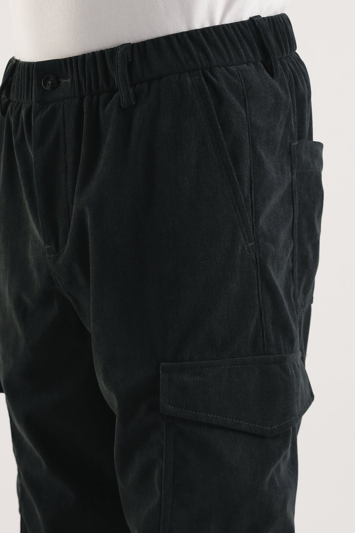 Men Corduroy Relaxed Cargo-Dk Grey