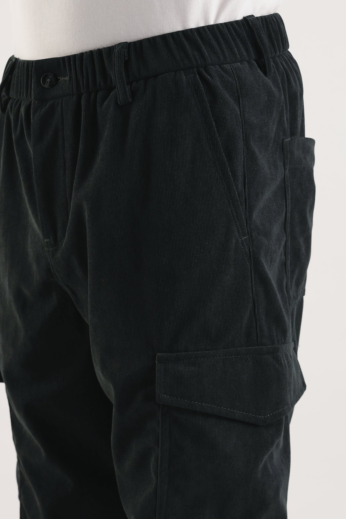 Men Corduroy Relaxed Cargo-Dk Grey