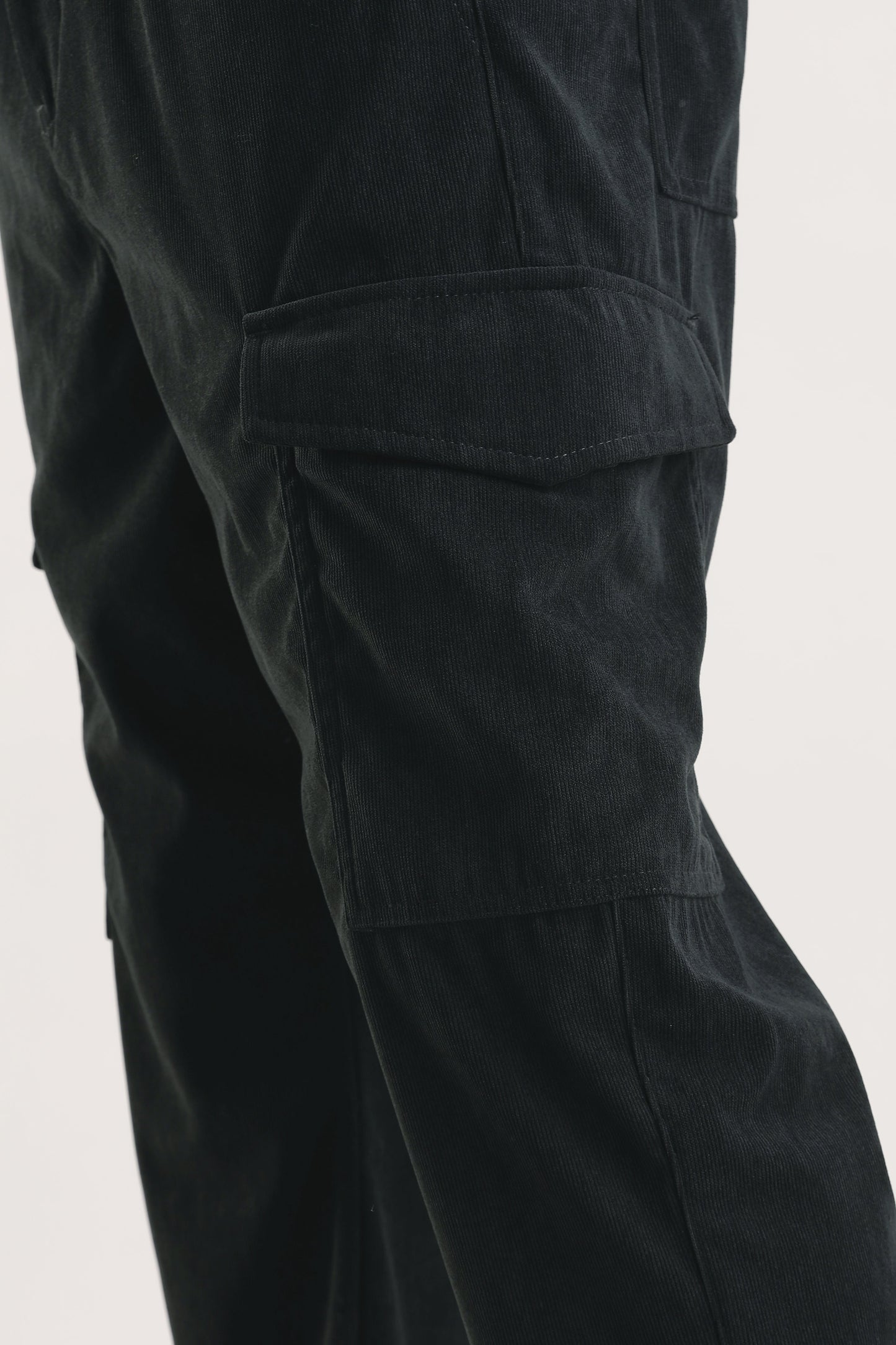 Men Corduroy Relaxed Cargo-Dk Grey