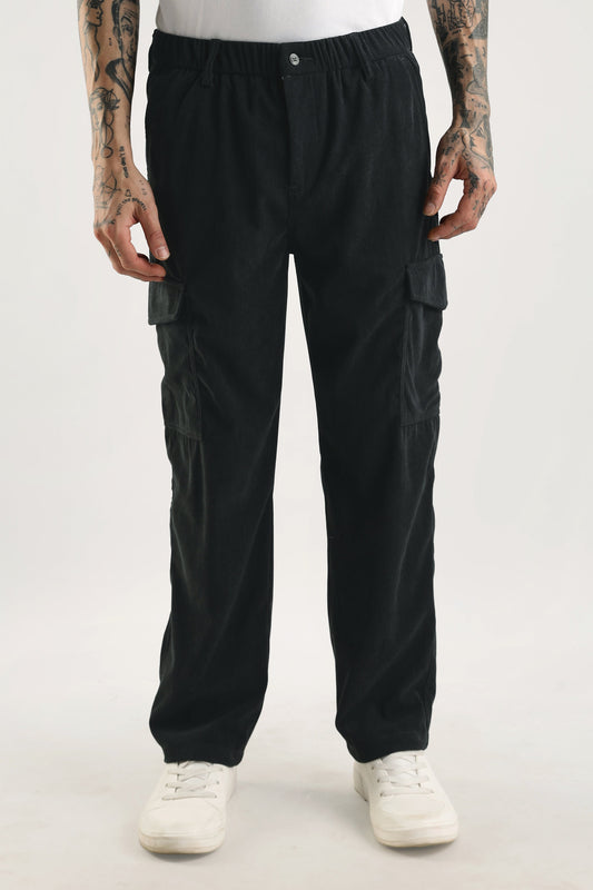 Men Corduroy Relaxed Cargo-Dk Grey