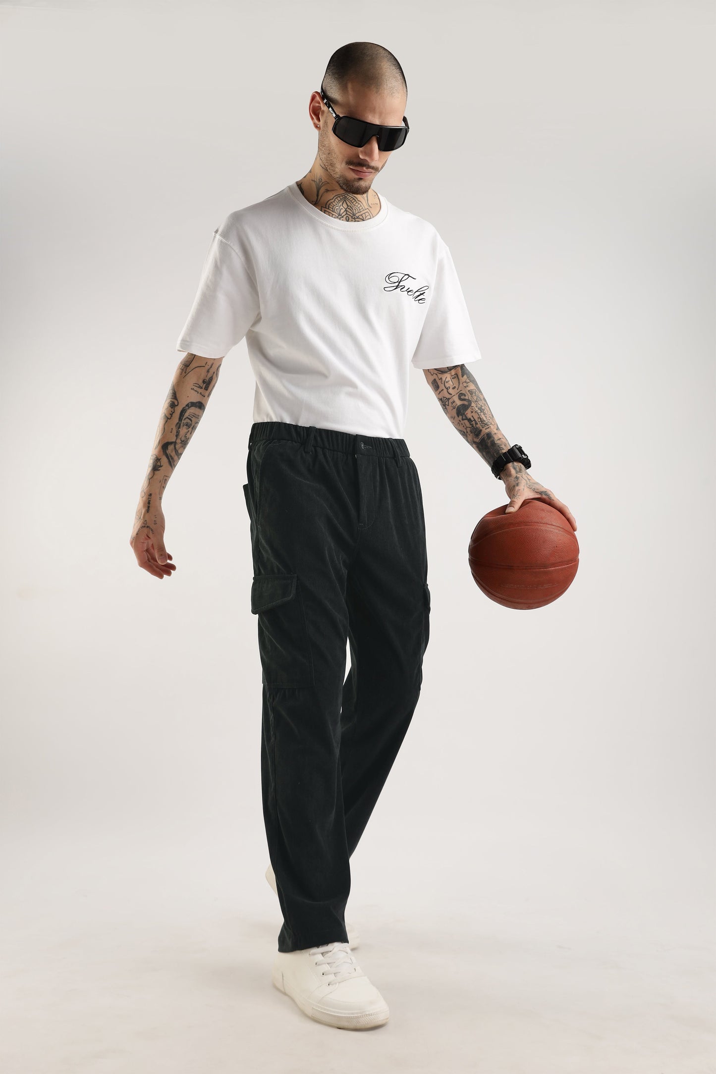 Men Corduroy Relaxed Cargo-Dk Grey