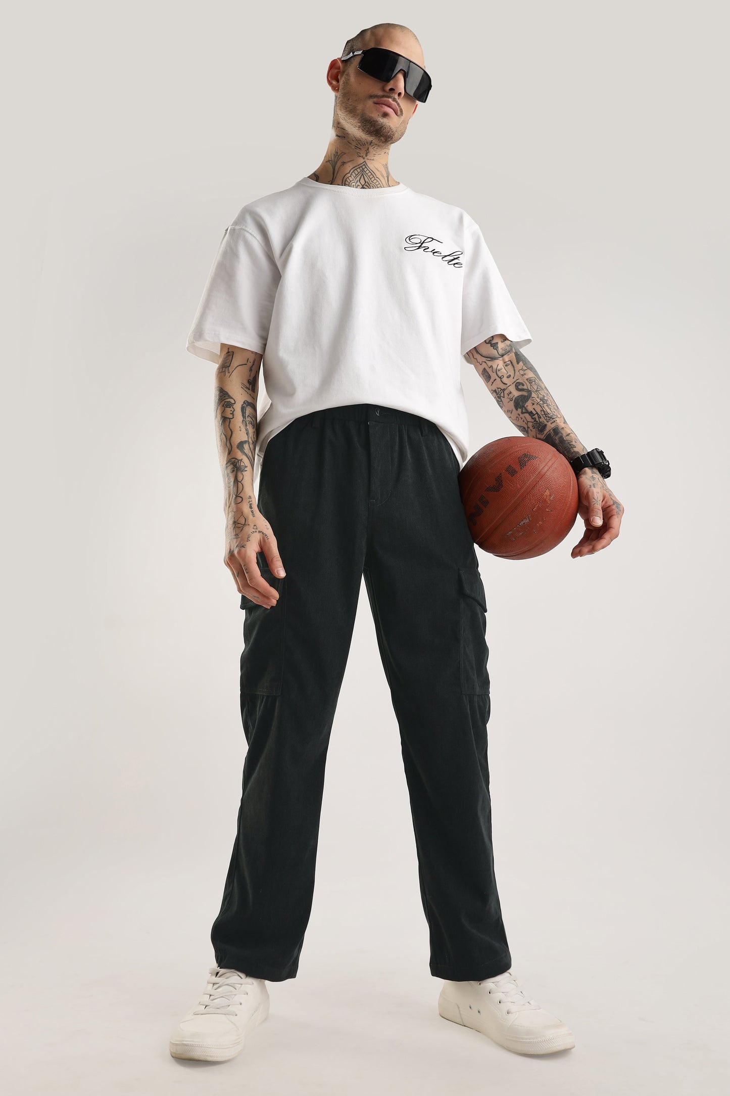 Men Corduroy Relaxed Cargo-Dk Grey