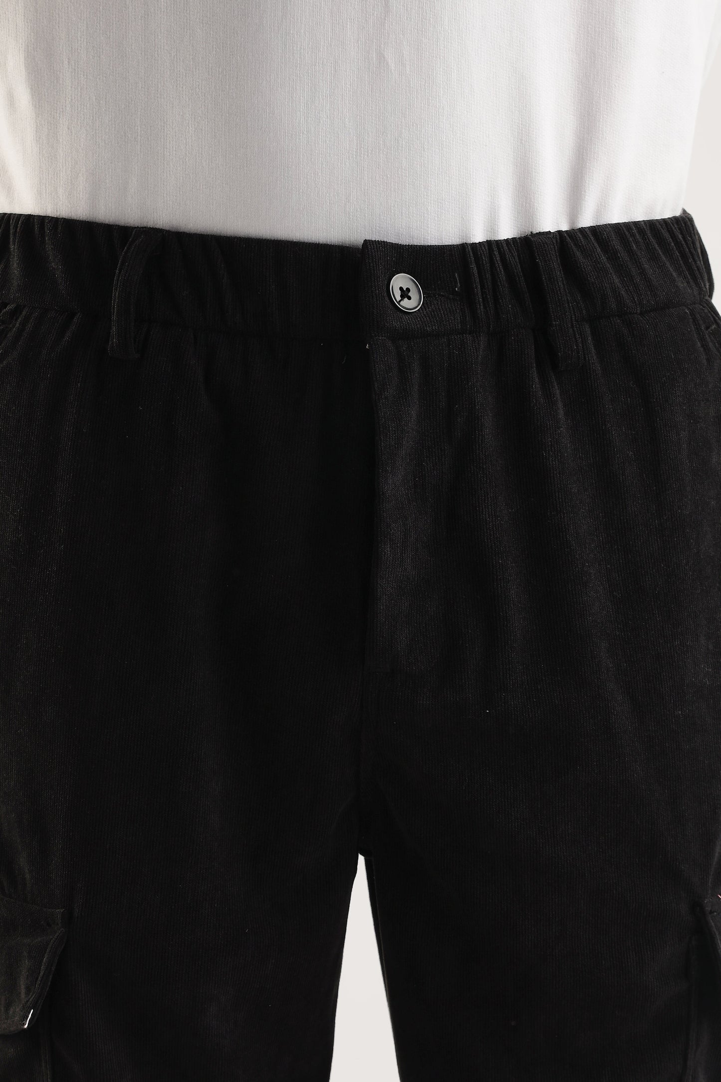 Men Corduroy Relaxed Cargo-Black