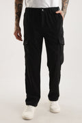 Men Corduroy Relaxed Cargo-Black