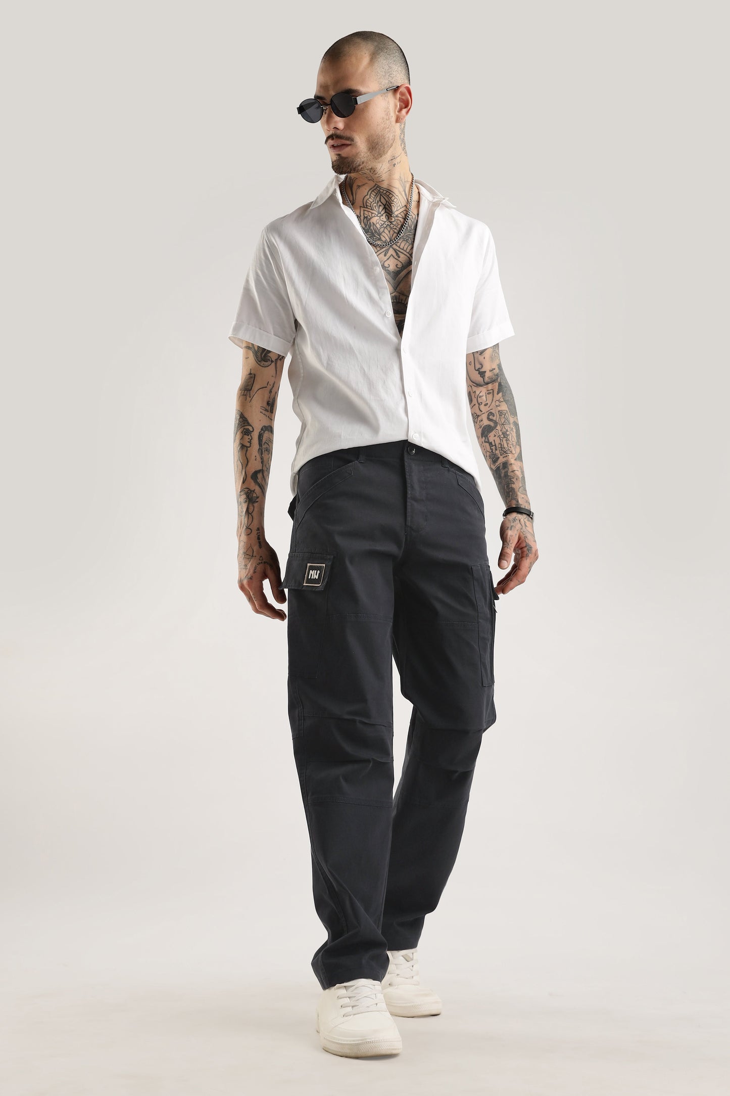 Men Heavy Twill Cargo-Navy