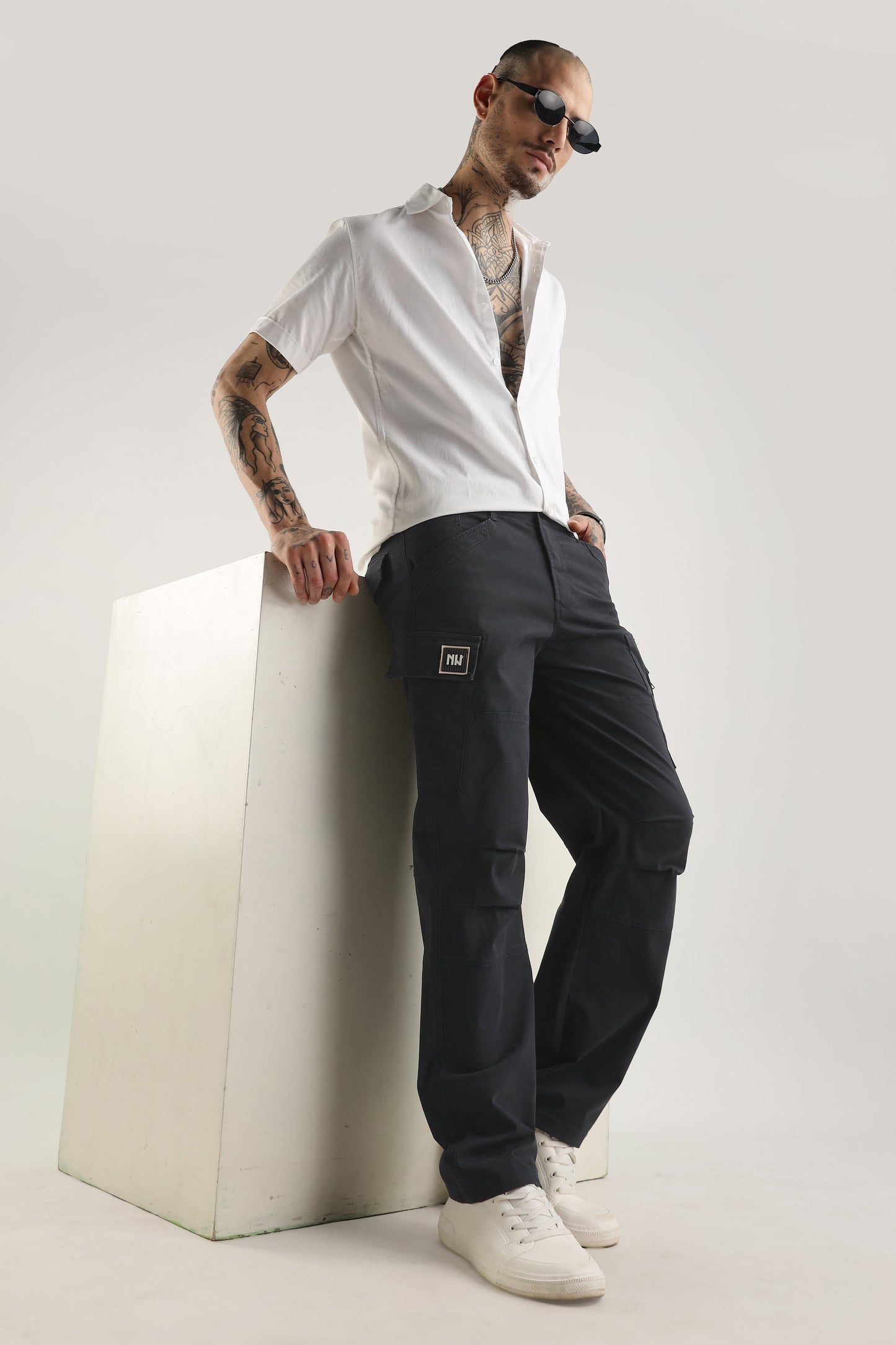 Men Heavy Twill Cargo-Navy