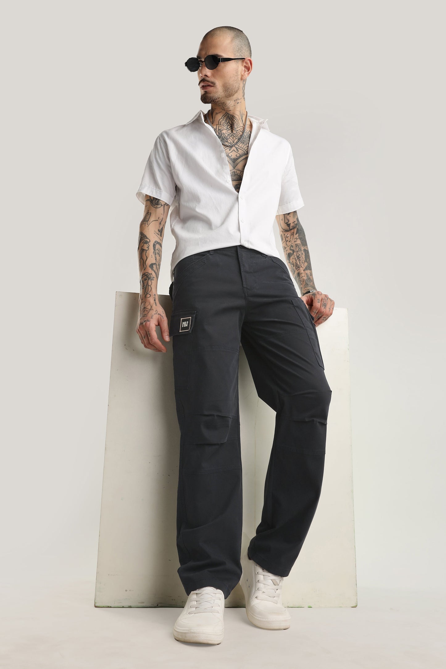 Men Heavy Twill Cargo-Black