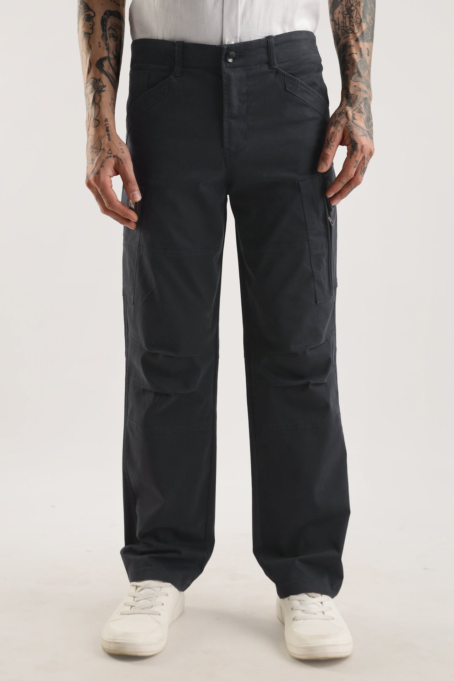 Men Heavy Twill Cargo-Navy