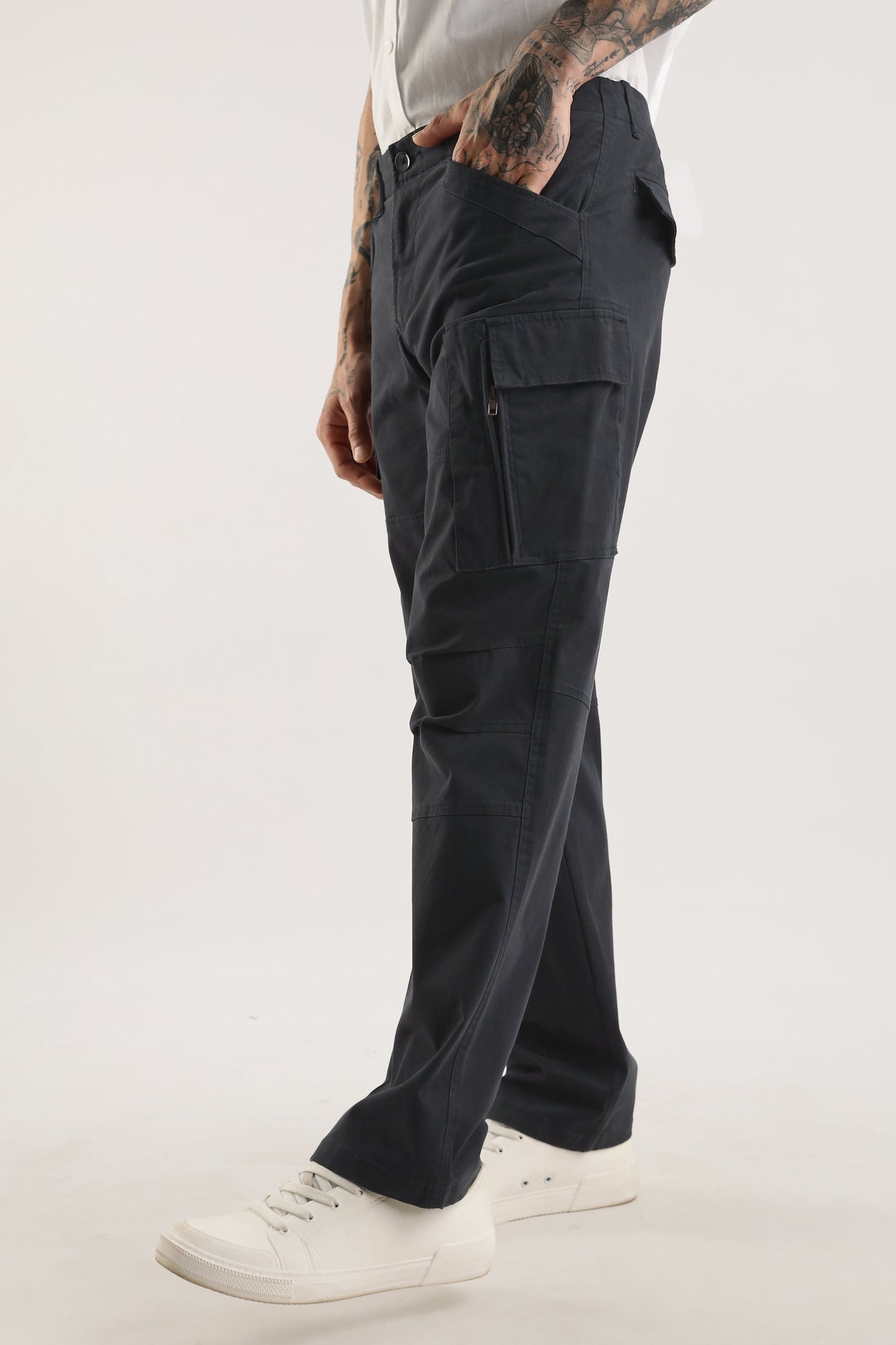 Men Heavy Twill Cargo-Black