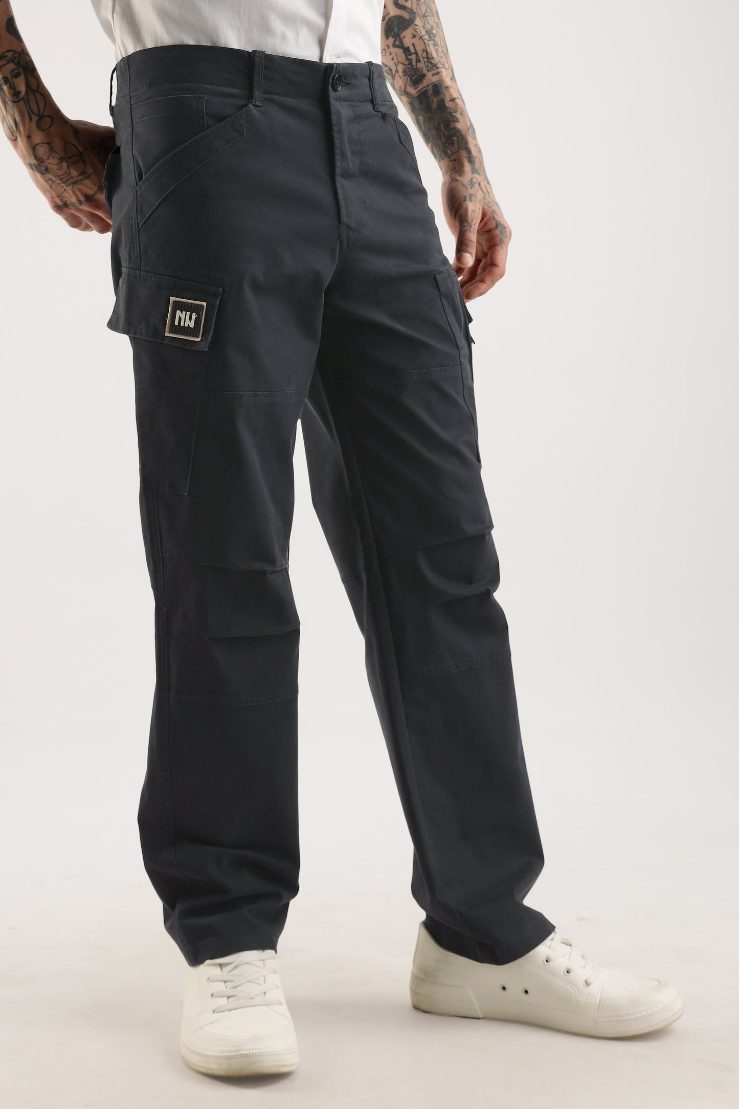 Men Heavy Twill Cargo-Black