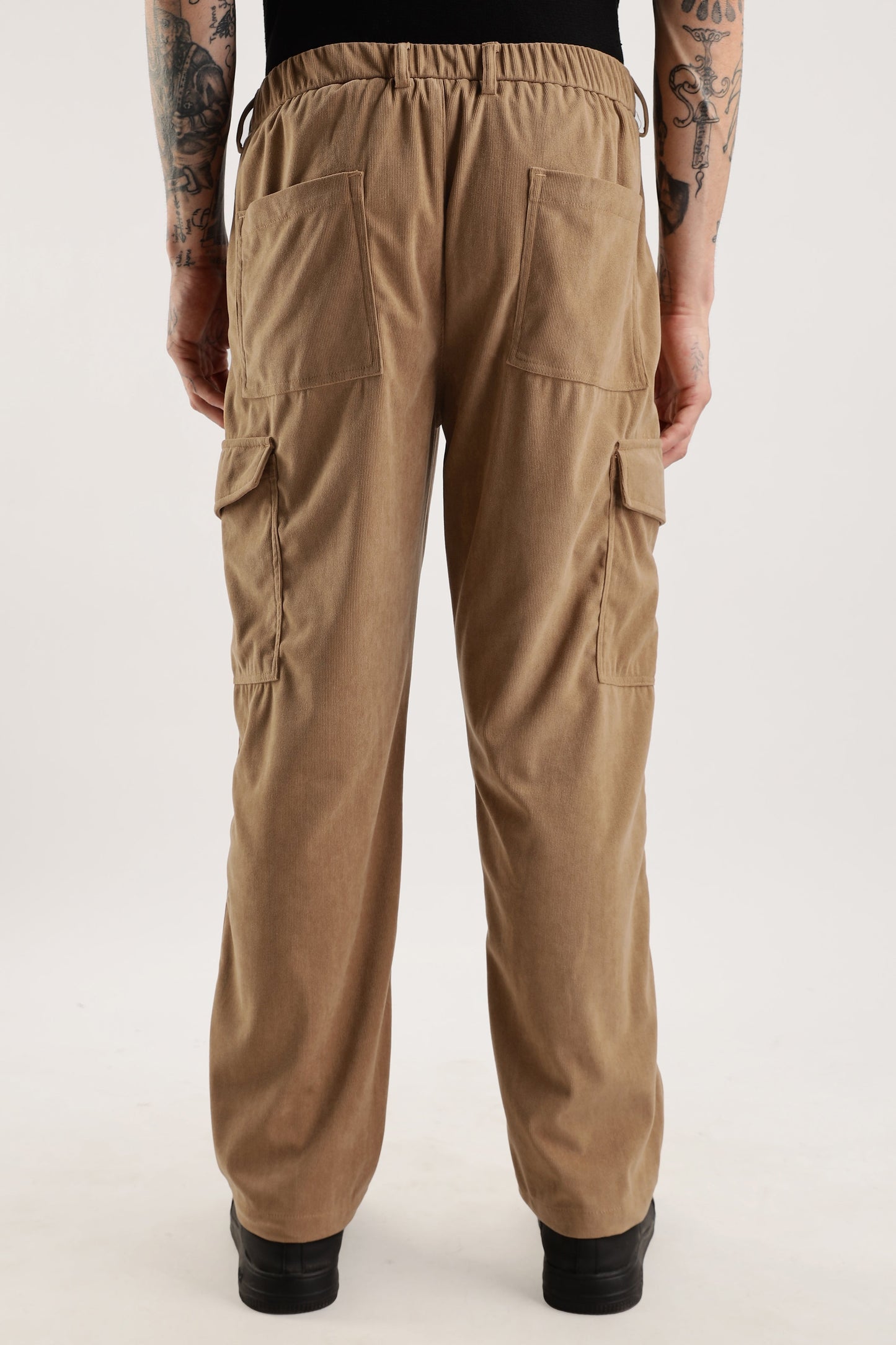 Men Corduroy Relaxed Cargo-Khakhi
