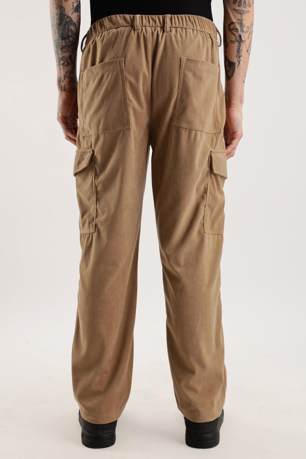 Men Corduroy Relaxed Cargo-Khakhi