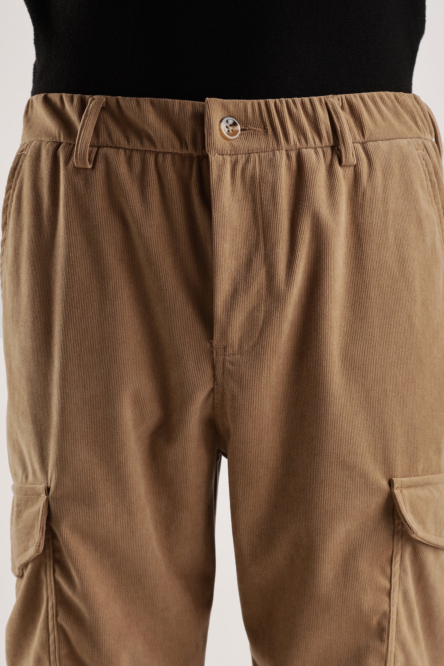 Men Corduroy Relaxed Cargo-Khakhi