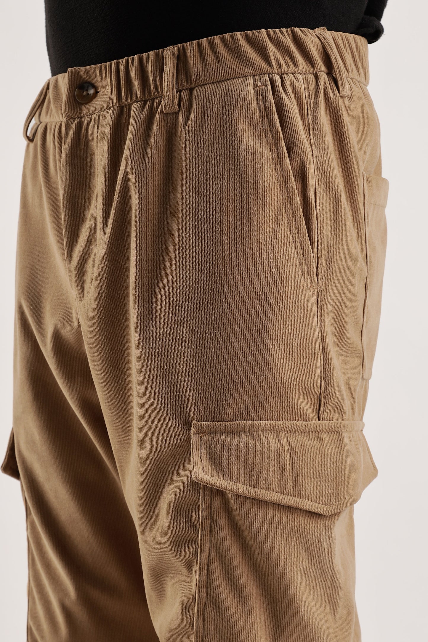 Men Corduroy Relaxed Cargo-Khakhi