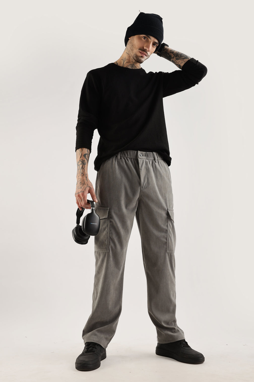 Men Corduroy Relaxed Cargo-Lt Grey