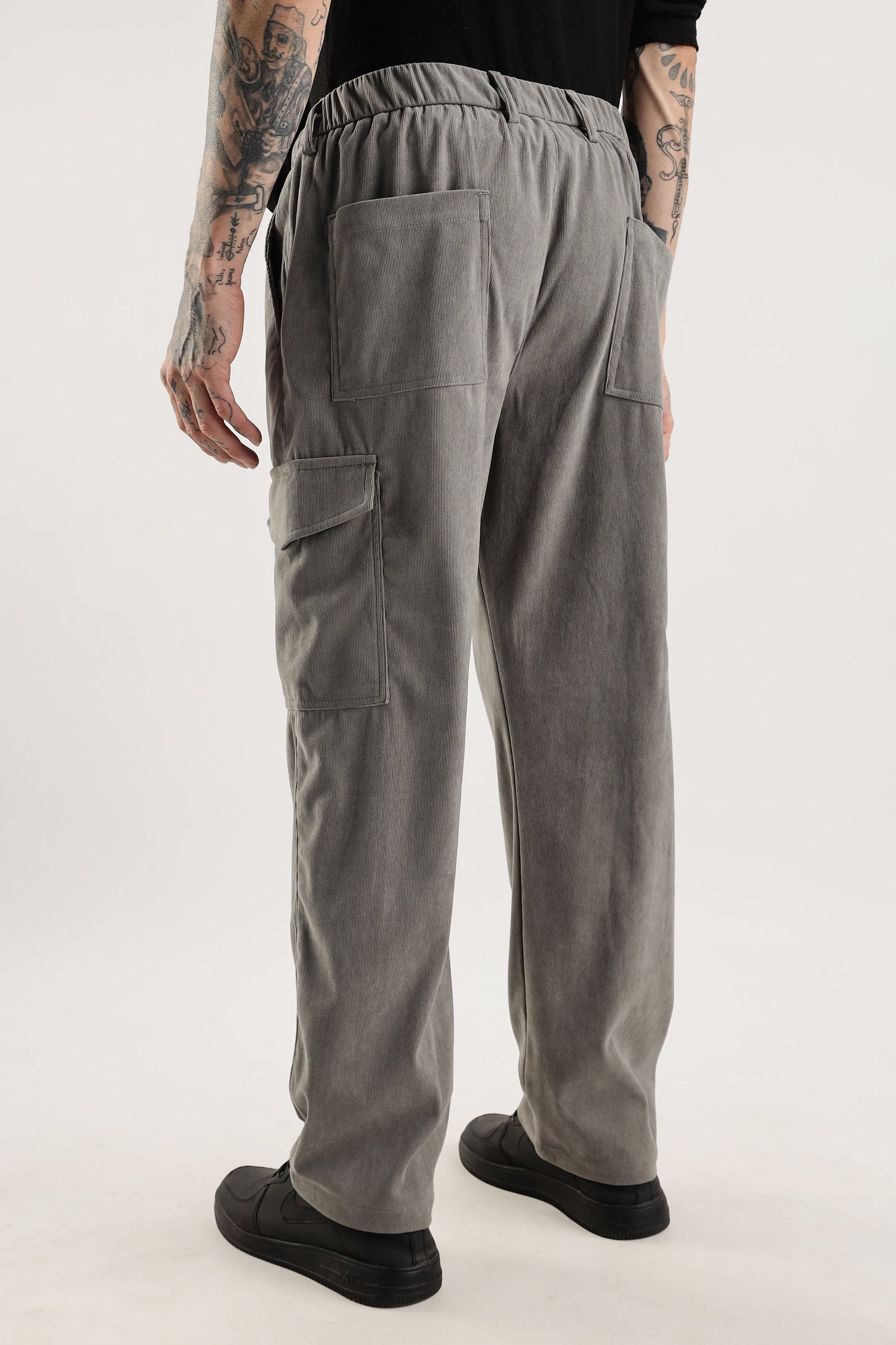 Men Corduroy Relaxed Cargo-Lt Grey