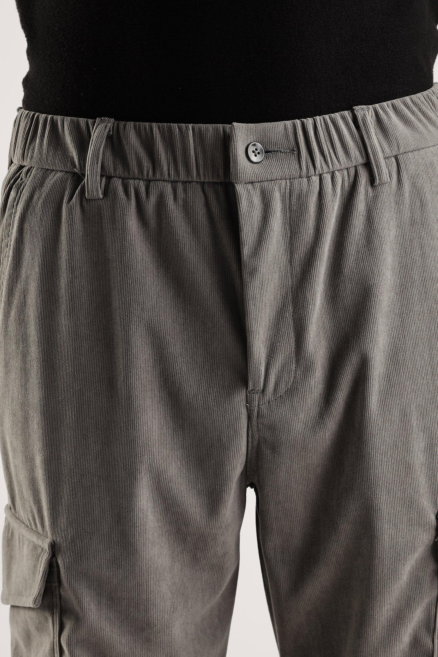Men Corduroy Relaxed Cargo-Lt Grey